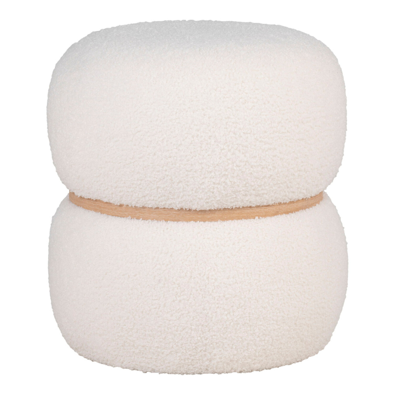 Milford Puf Milford Pouf - Pouf in bouclé, white, Ø38x41 cm