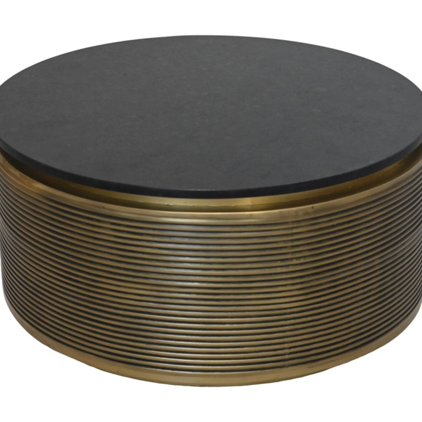 HSM Collection Salontafel marmer - ø80x40 - zwart/goud - Marmer/metaal