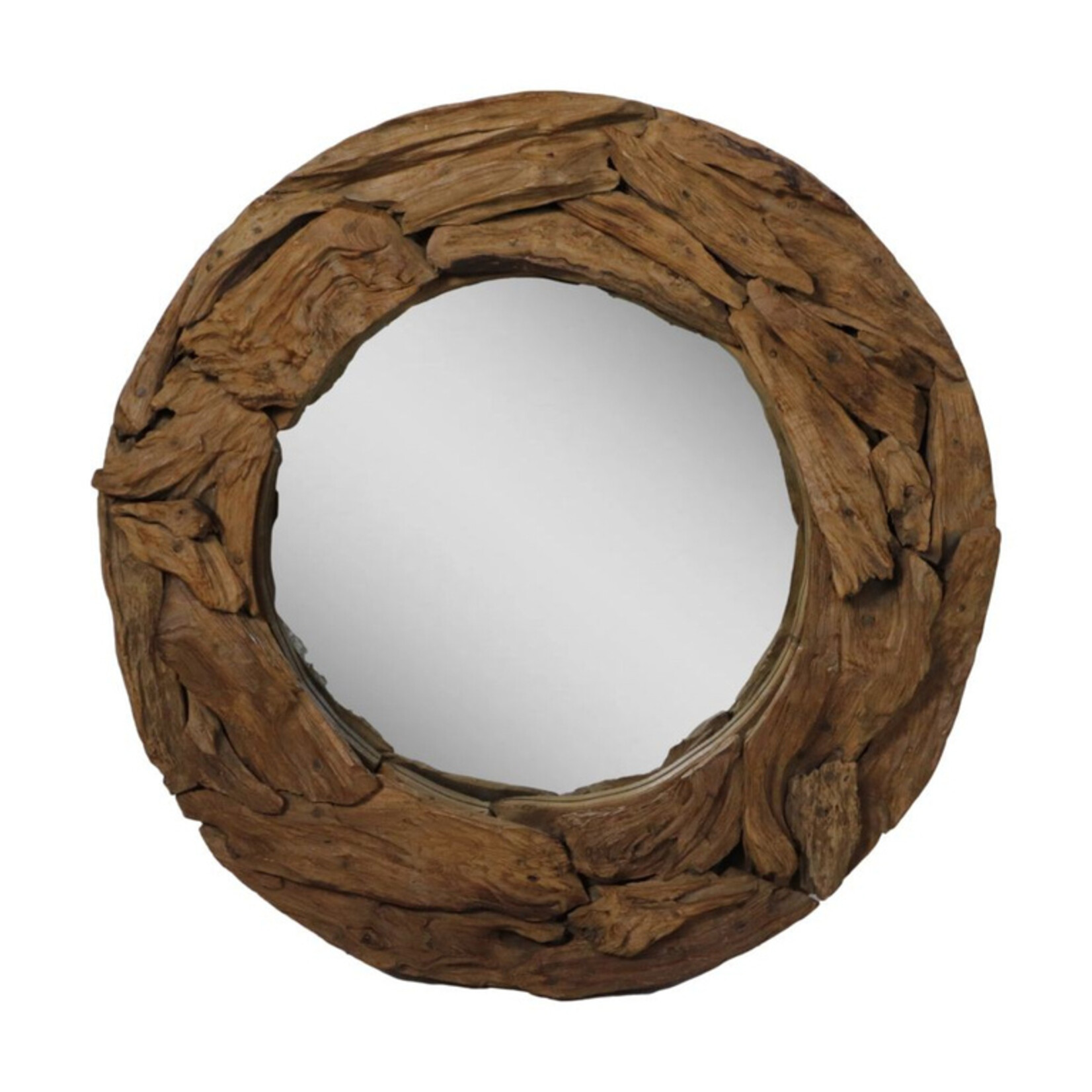 HSM Collection Ronde spiegel - 90x90x10 - Naturel - Teak