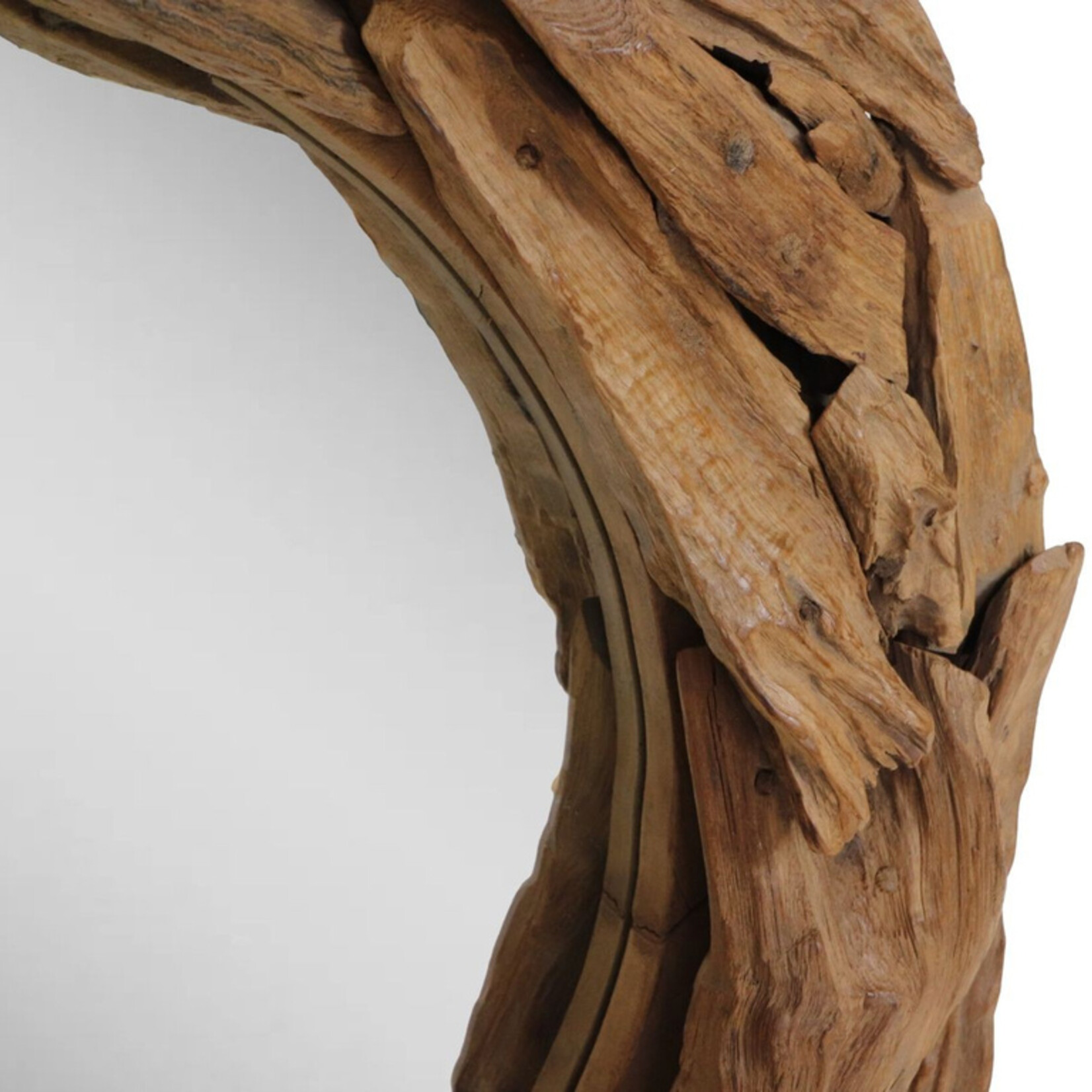 HSM Collection Ronde spiegel - 90x90x10 - Naturel - Teak