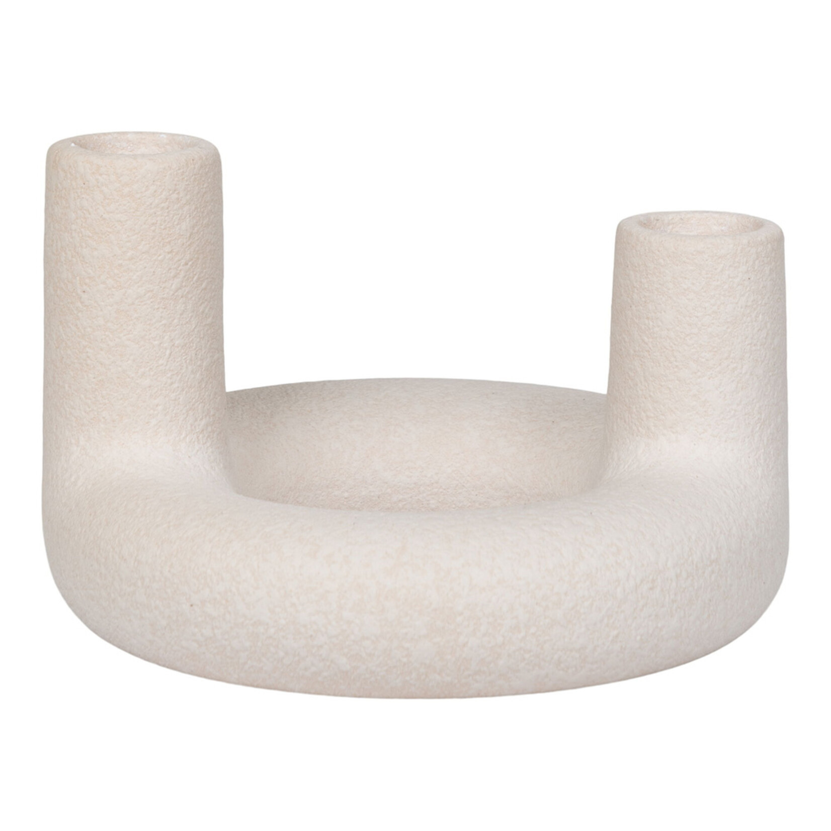 House Nordic Candle Holder - Candle Holder, ceramic, beige, ø13x8,5 cm