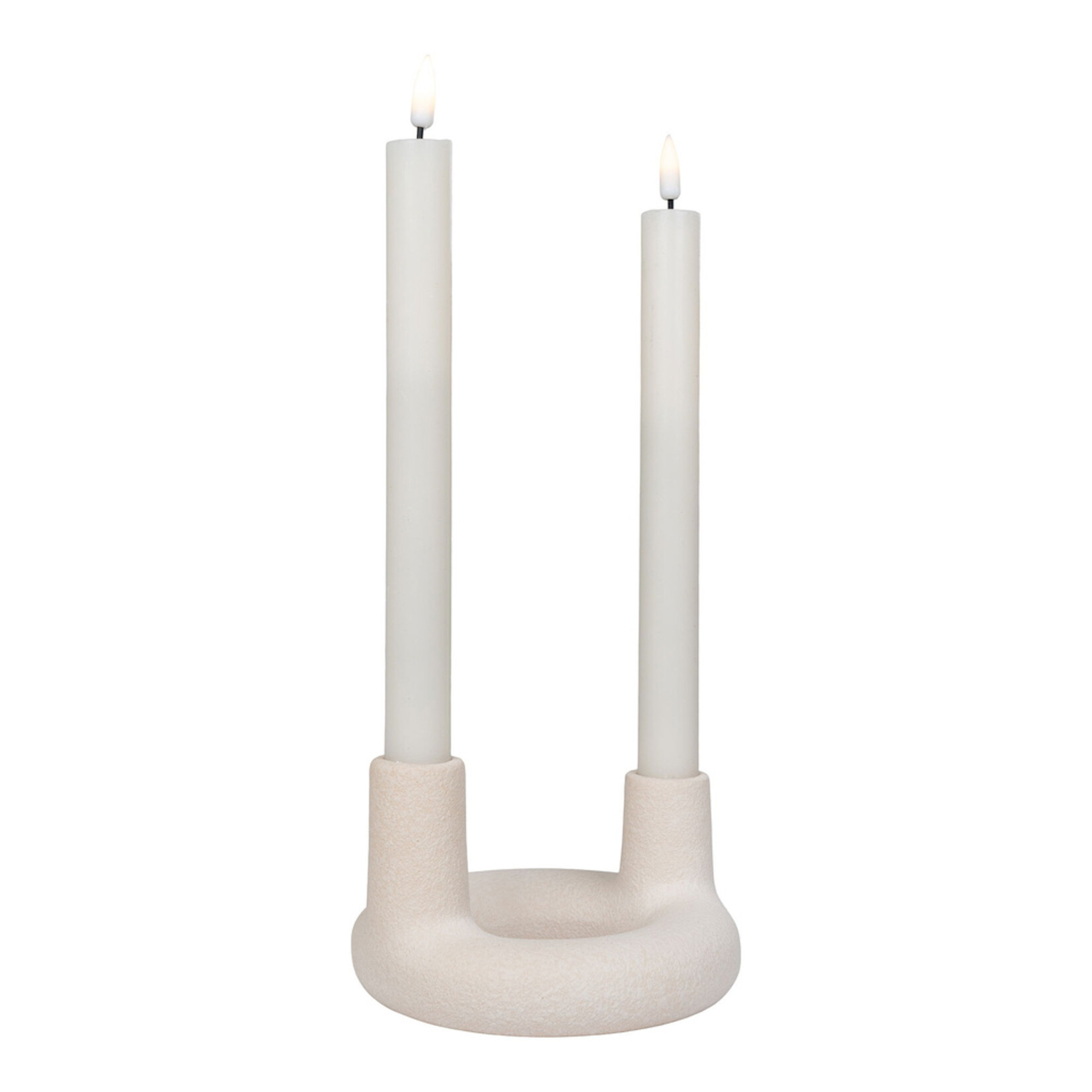 House Nordic Candle Holder - Candle Holder, ceramic, beige, ø13x8,5 cm