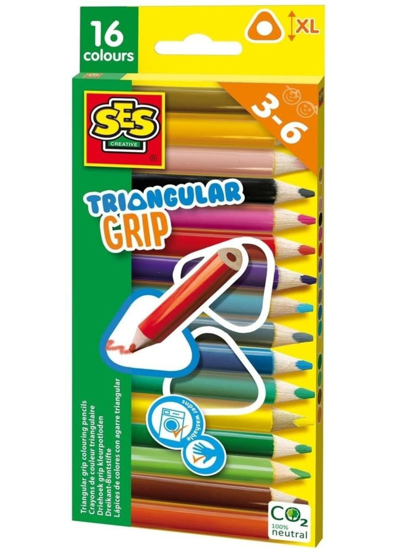 SES SES Driehoek grip kleurpotloden (16 stuks)