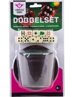 Dobbelbeker met deksel set,  6 stenen en 6 pokerstenen
