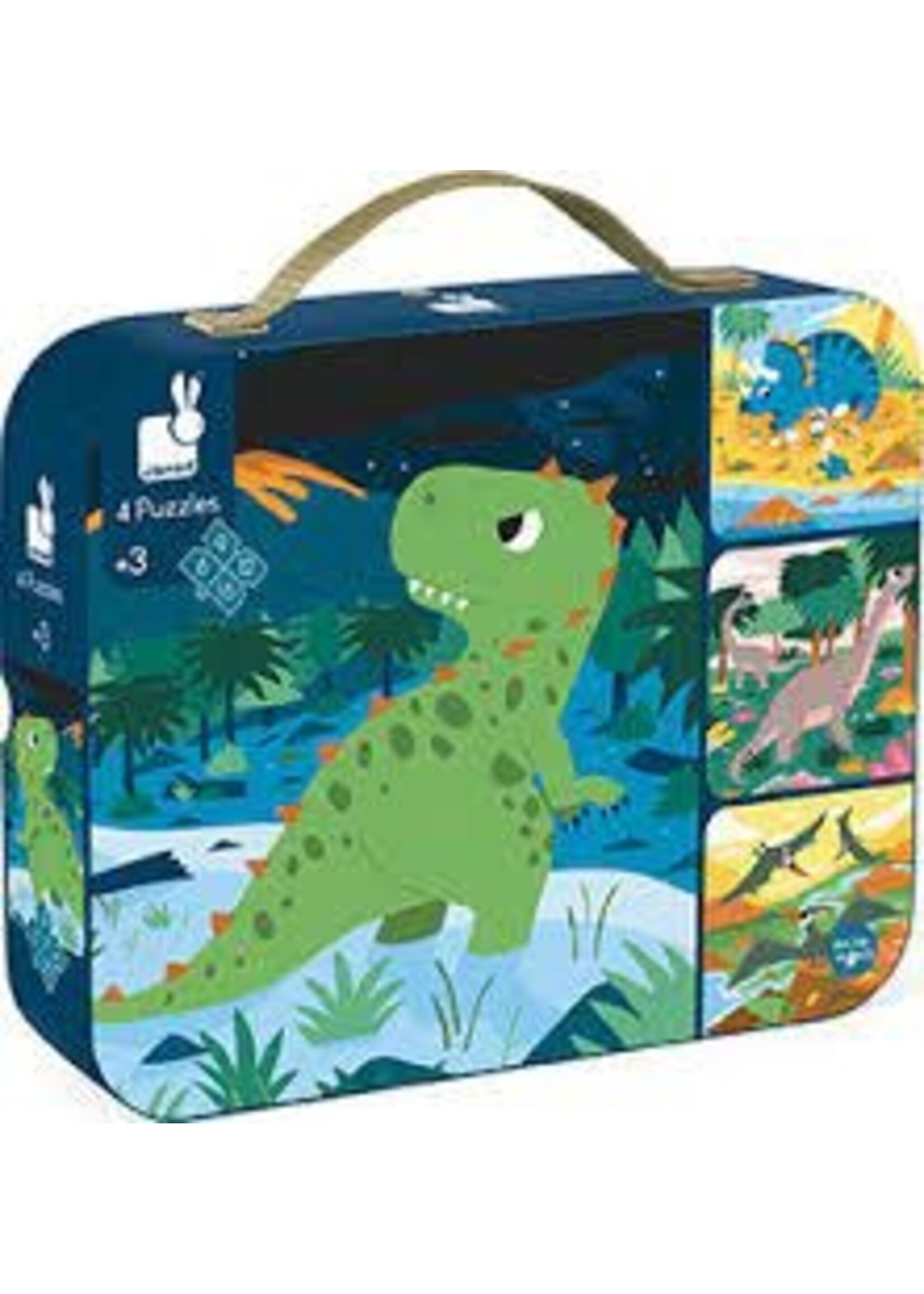 Janod Janod puzzel Dinosaurus 4 puzzels (6, 9, 12 en 16 stukjes)