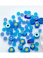 Hobby & crafting Fun Kralen - Katsuki Smileys & glaskralen met draad - Blauw (64 stuks)