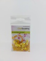 Craftemotions Kralen - Katsuki Smileys & glaskralen  - Geel (64 stuks)