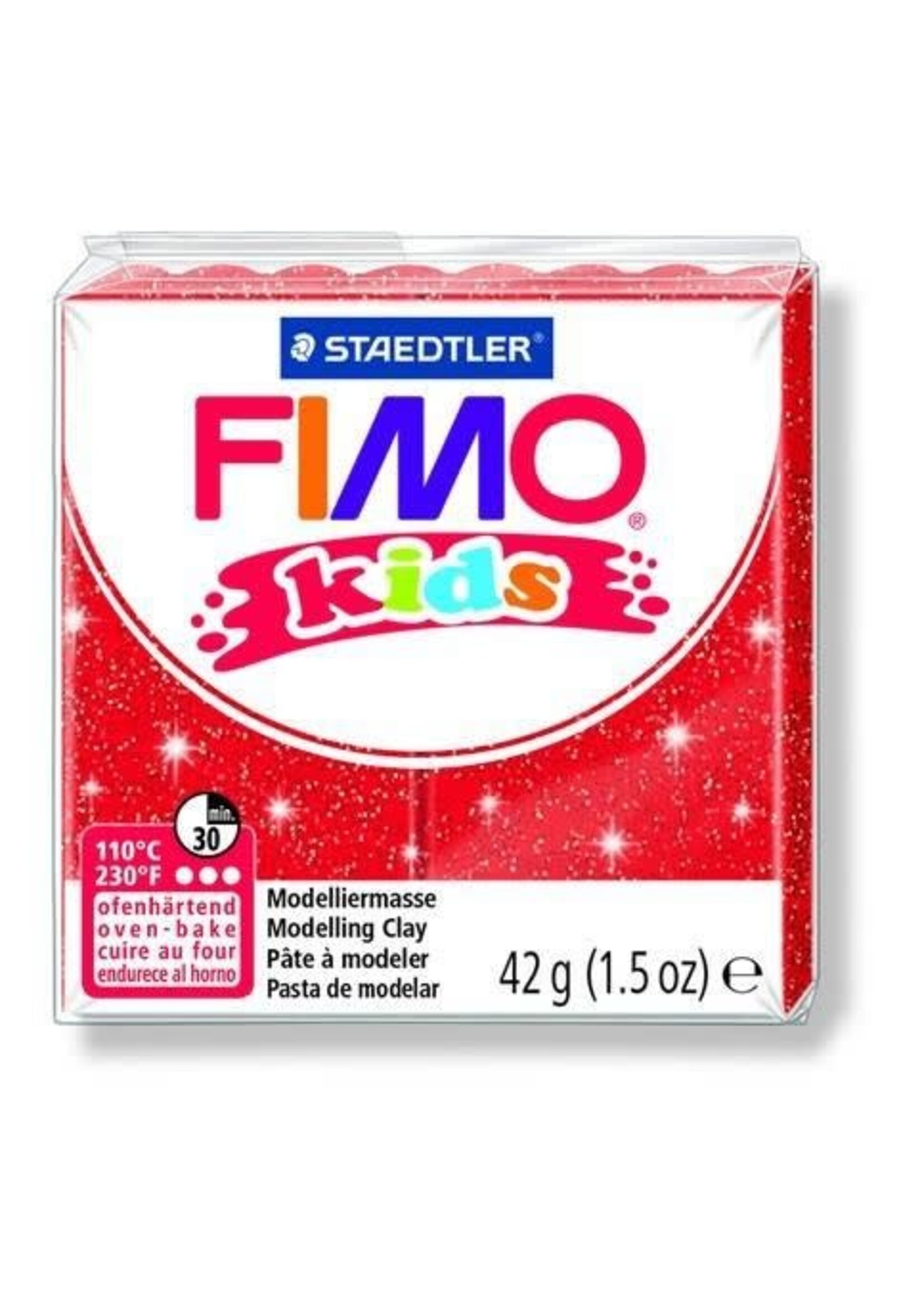 Fimo Fimo kids klei glitter rood (42 gram)