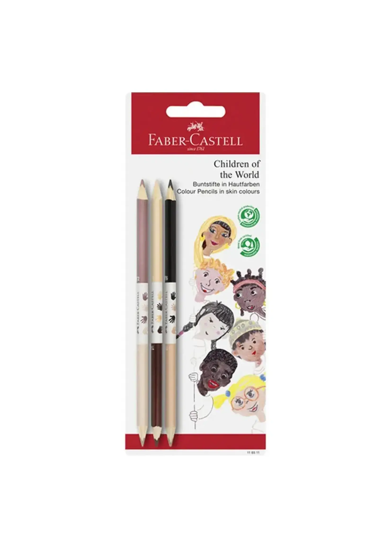 Faber-Castell Faber-Castell Kleurpotlood "Children of the World" 3 Bicolor huidskleurpotloden 3-kantig