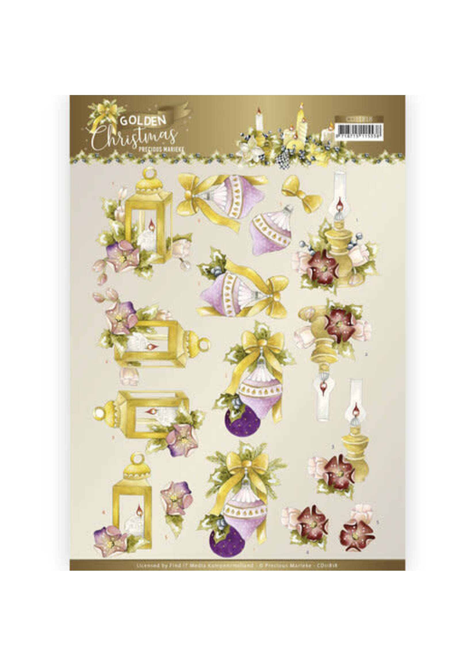 Precious Marieke 3D Cutting Sheet - Precious Marieke - Golden Christmas - Christmas Lantern