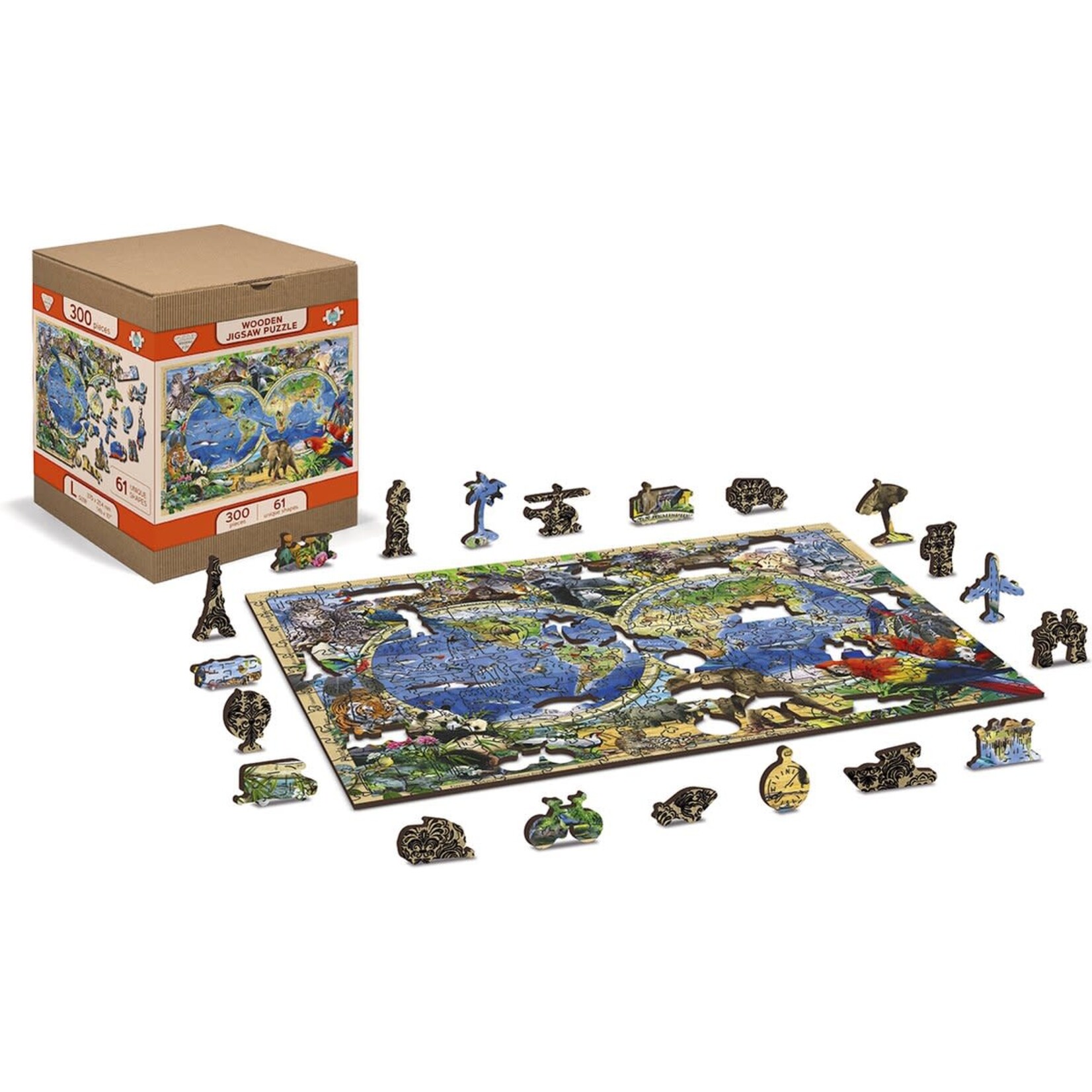 woodencity Wooden puzzle Animal Kingdom Map ( 600 XL stukjes)