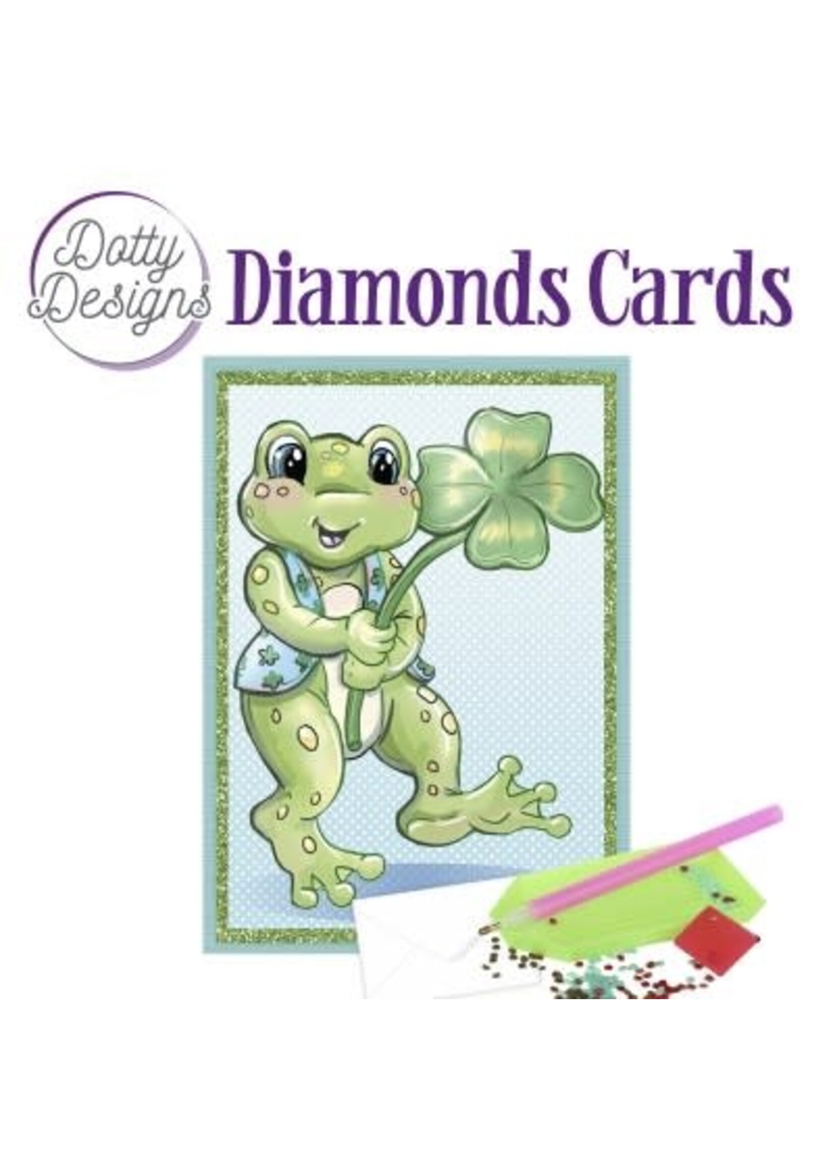 Dotty Designs Dotty Designs - Diamond Cards - Frog with clover