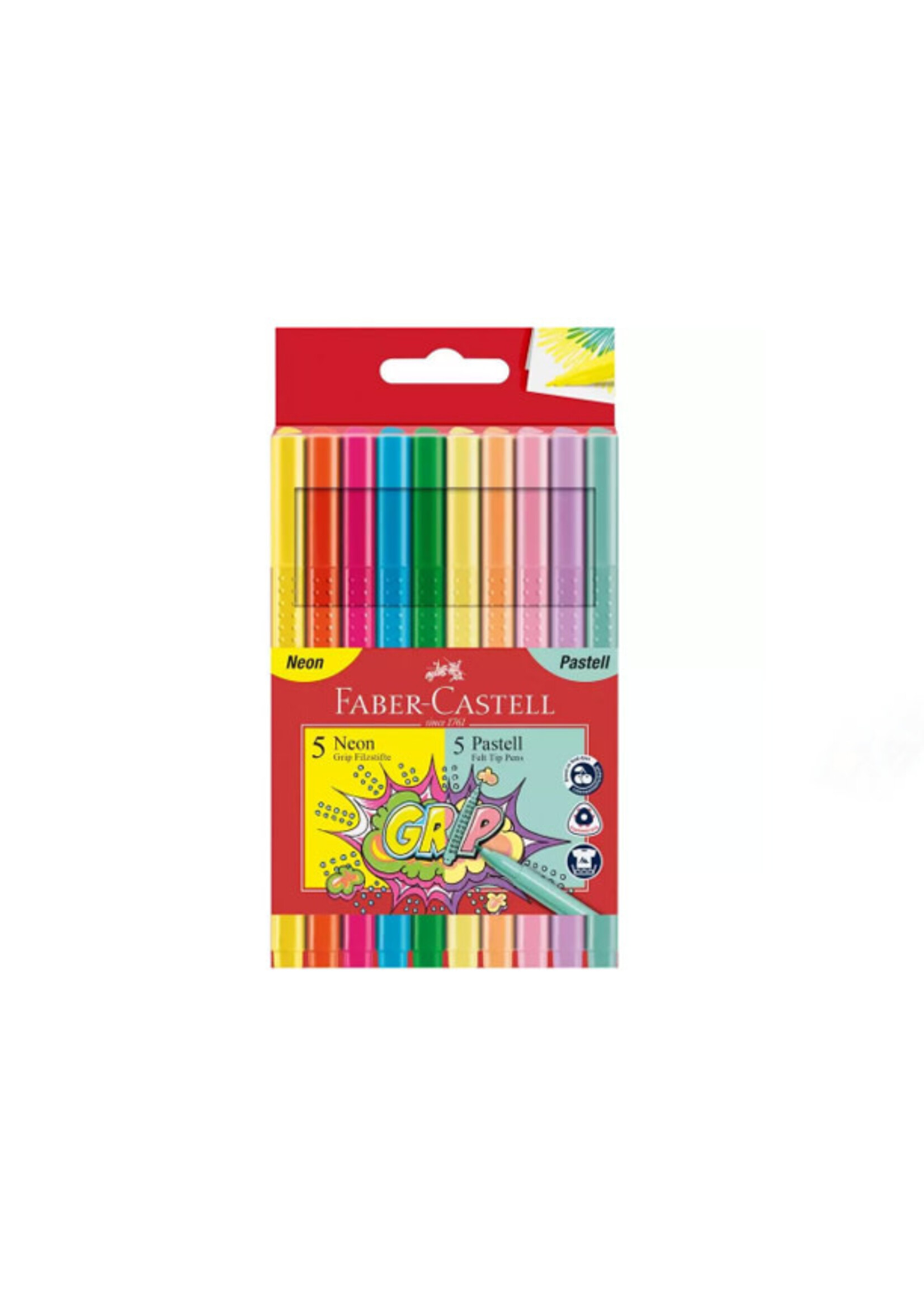 Faber-Castell Faber-Castell GRIP Viltstiften Neon & Pastel kleuren (10 stuks)