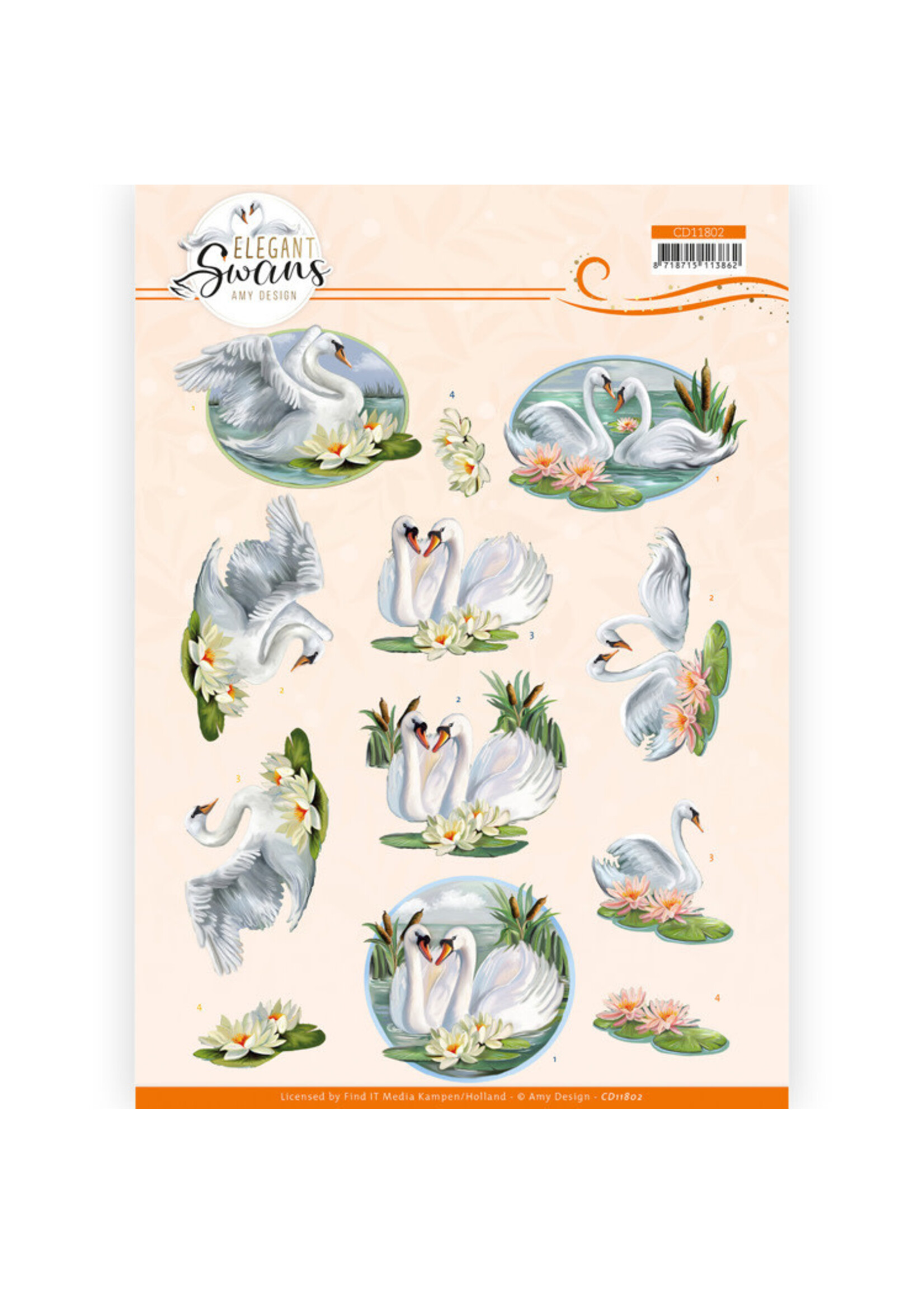 Amy Design 3D Cutting Sheet - Amy Design - Elegant Swans - Love swans