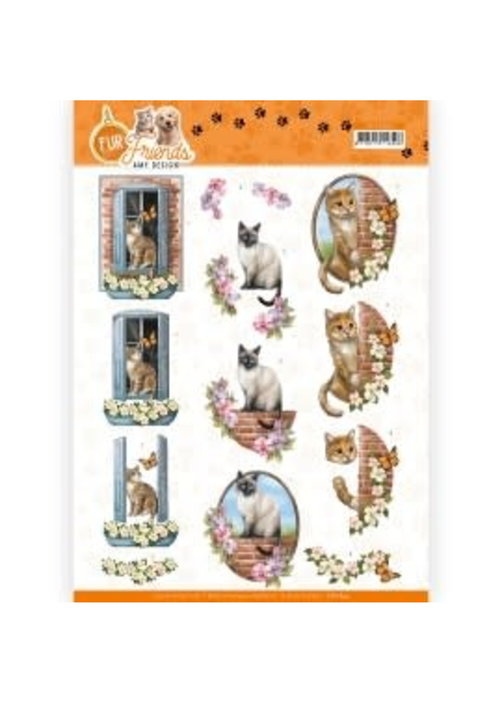 Amy Design 3D Cutting Sheet - Amy Design - Fur Friends - Cat on the Wall