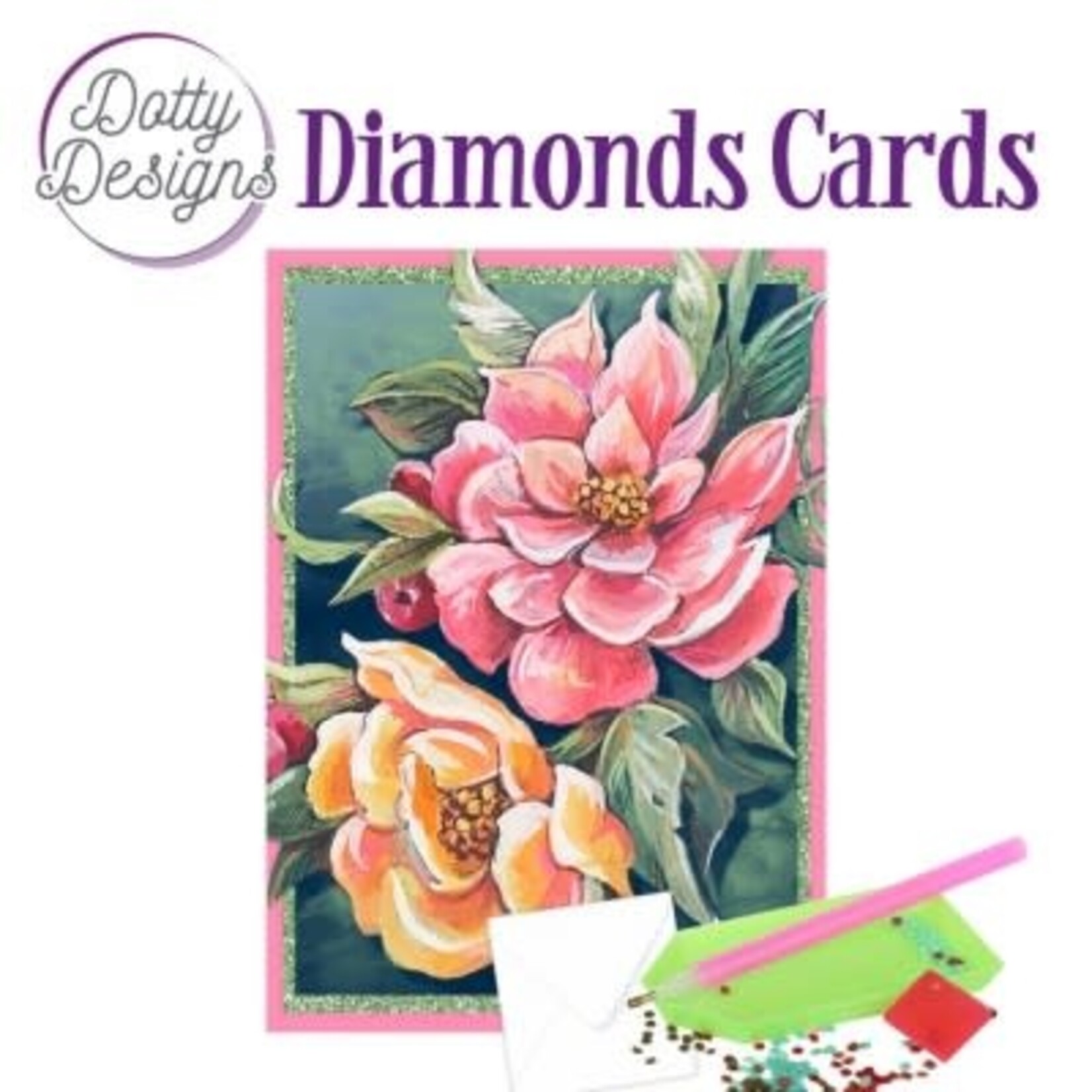 Dotty Designs Dotty Designs - Diamond Cards - Red and Yellow flower