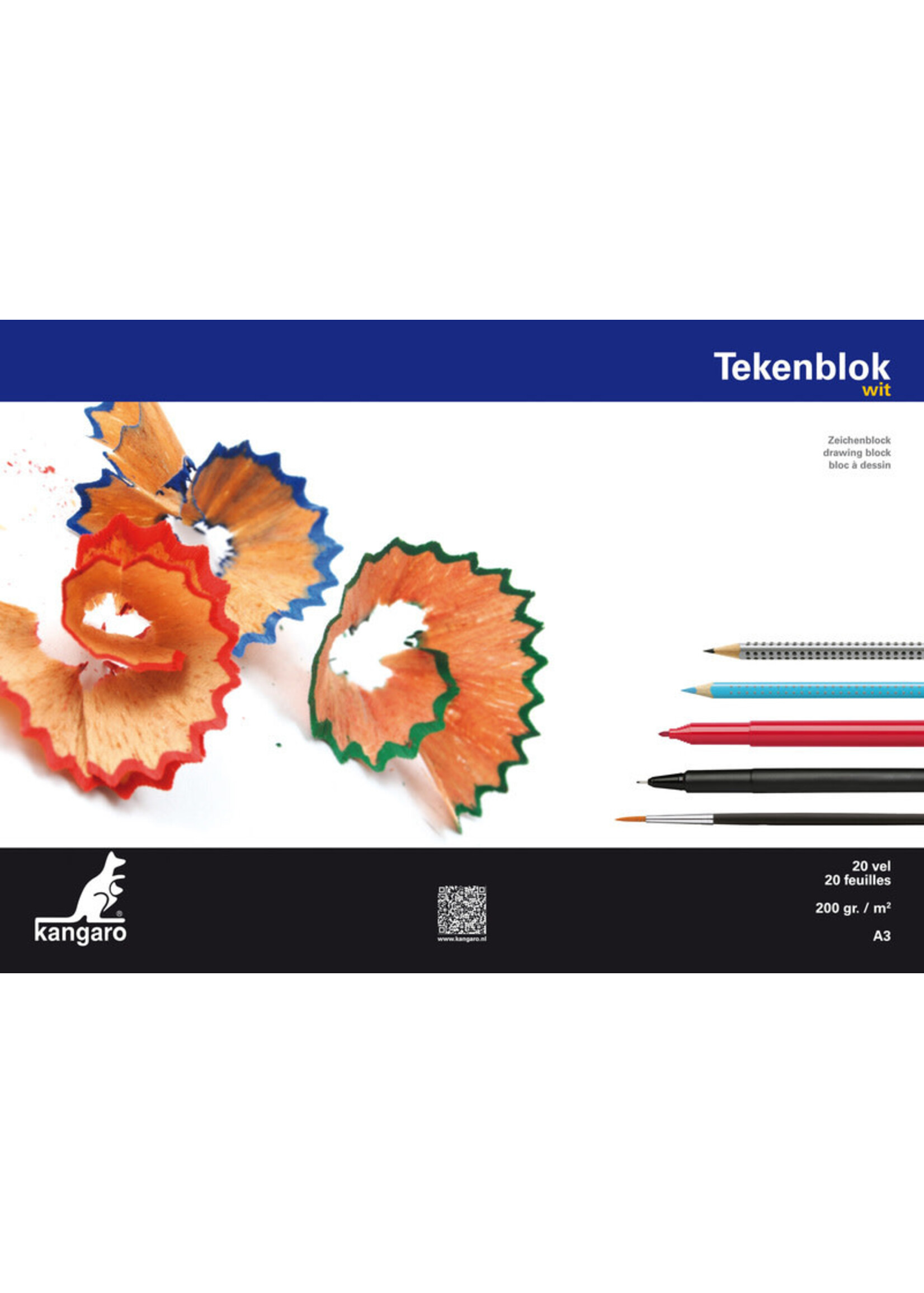Kangaro Kangaro Tekenblok ( A3, wit)