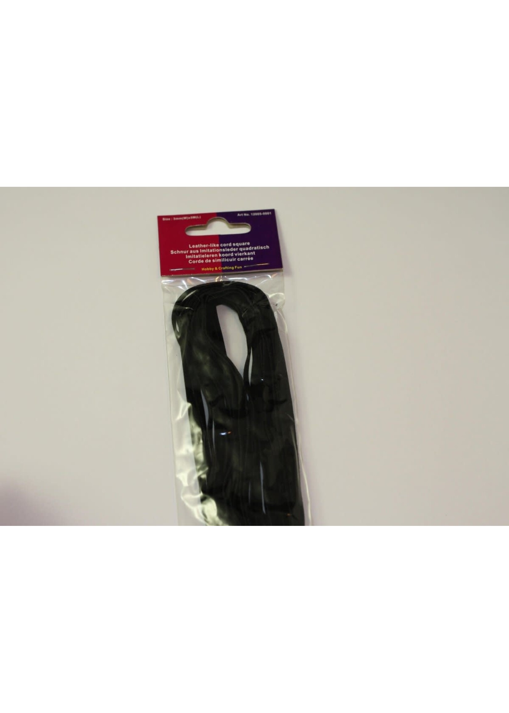 Hobby & crafting Fun Koord imitatieleer, vierkant zwart (3 mm, 5 meter)