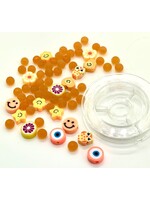 Craftemotions Kralen - Katsuki Smileys & glaskralen met draad - Oranje (64 stuks)