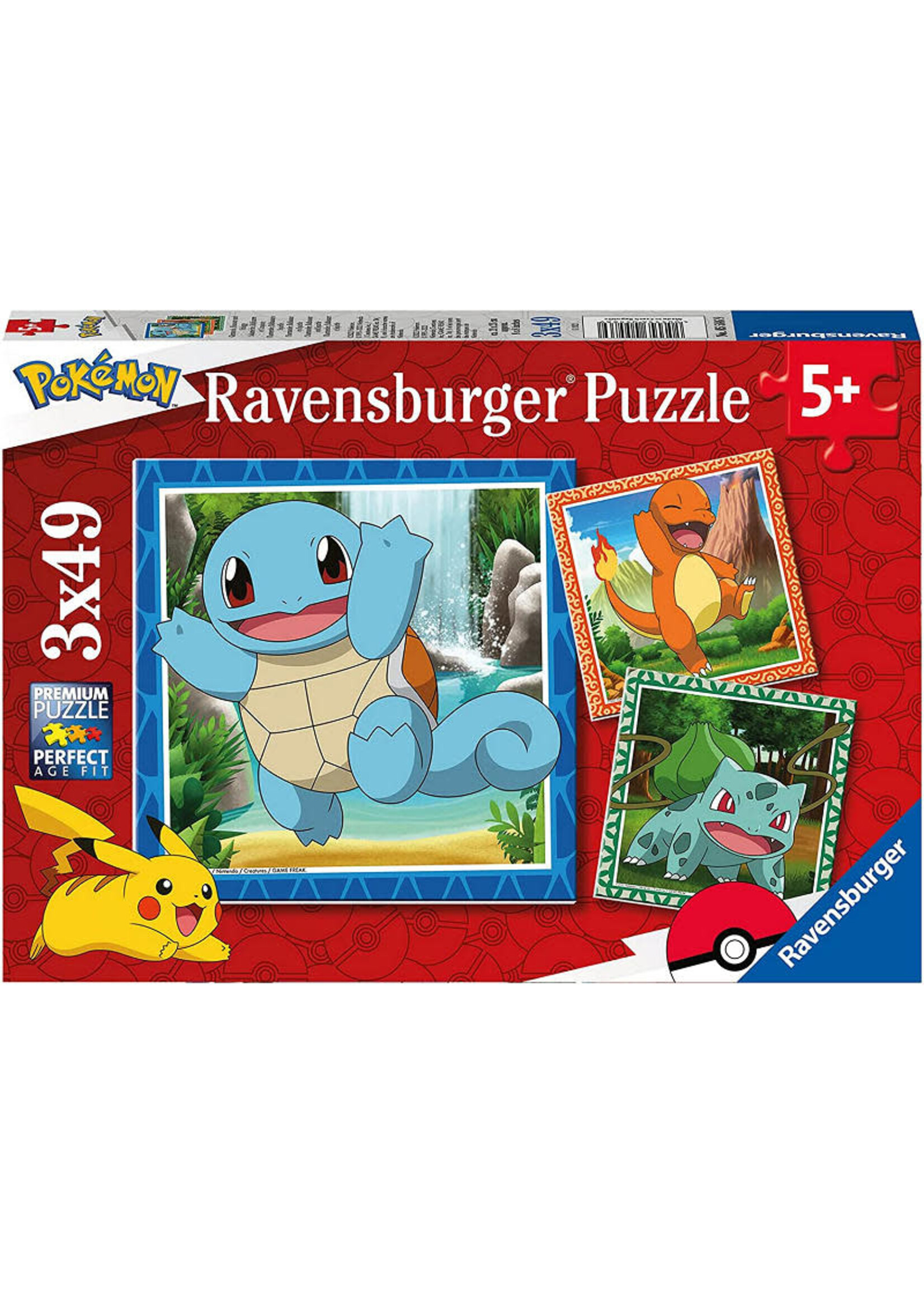 Ravensburger Ravensburger puzzel Pokémon - Charmander, Bulbasaur en Squirtle (3x 49 stukjes)