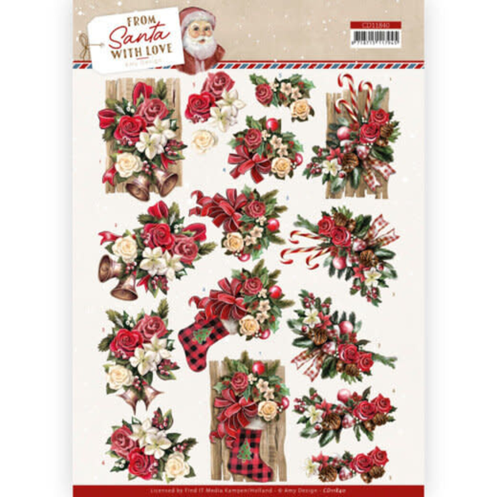 Amy Design 3D Cutting Sheet - Amy Design - From Santa with Love - Red bow