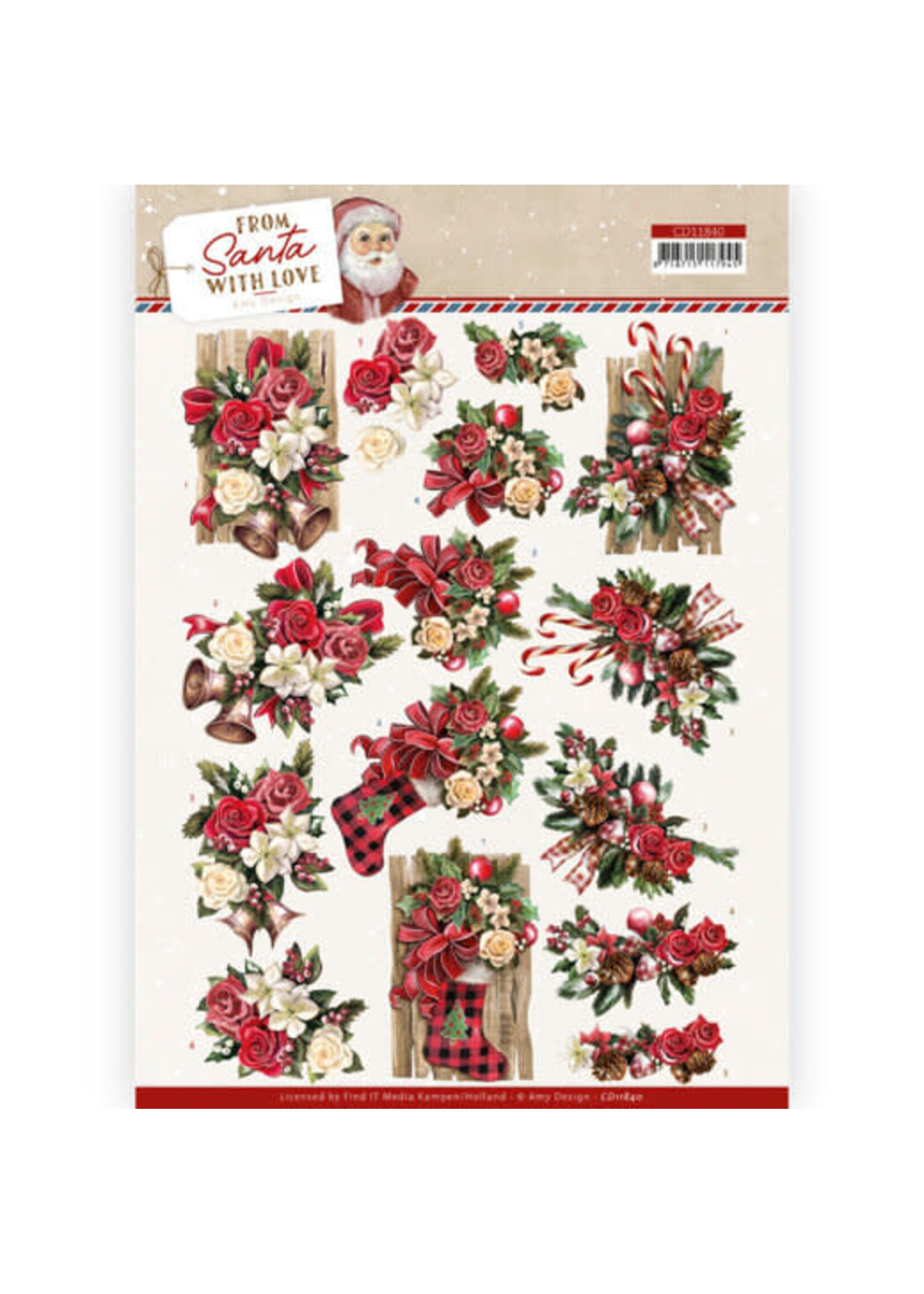 Amy Design 3D Cutting Sheet - Amy Design - From Santa with Love - Red bow
