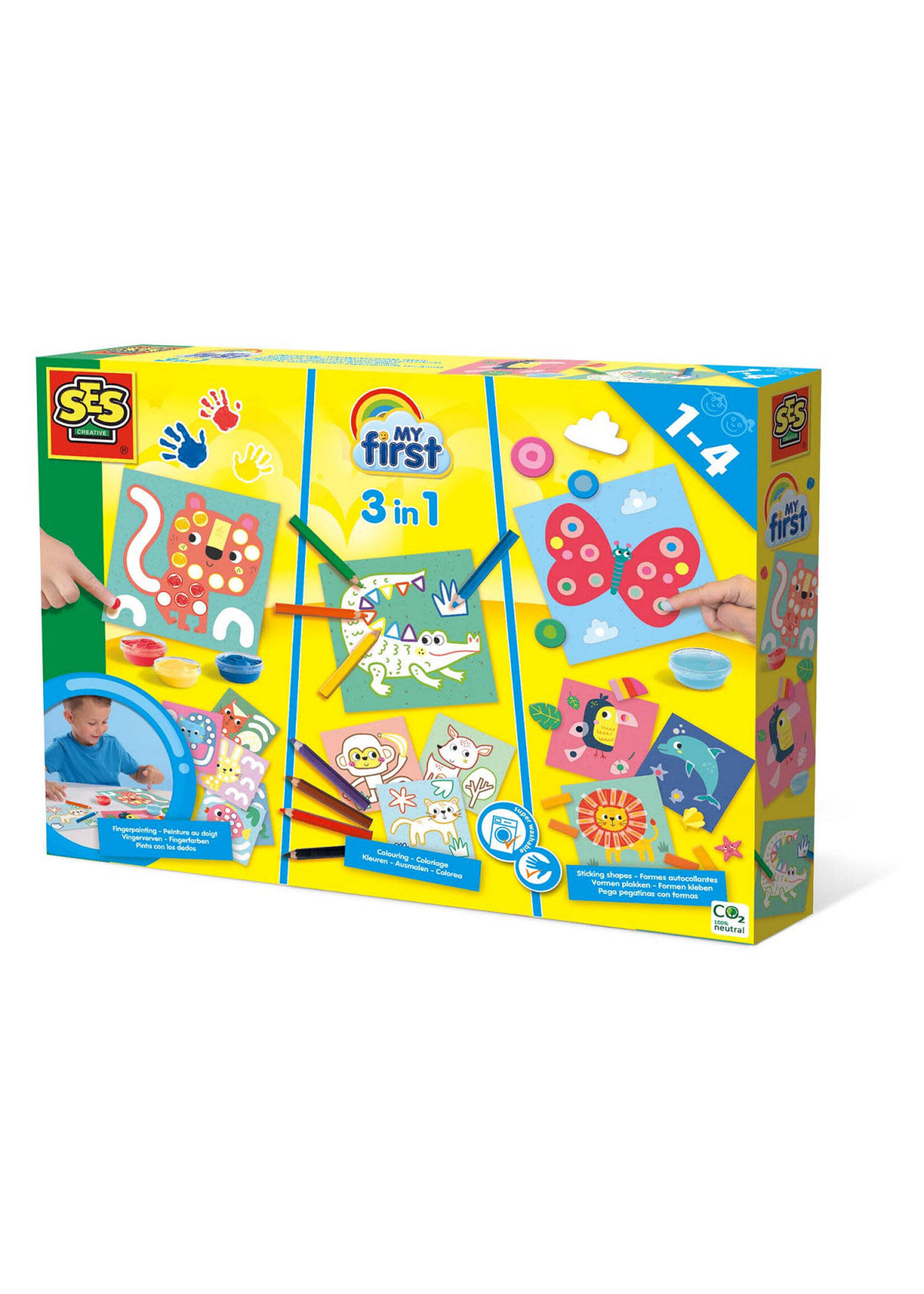 SES SES My first 3 in 1 Vingerverven, Kleuren en Vormen Plakken