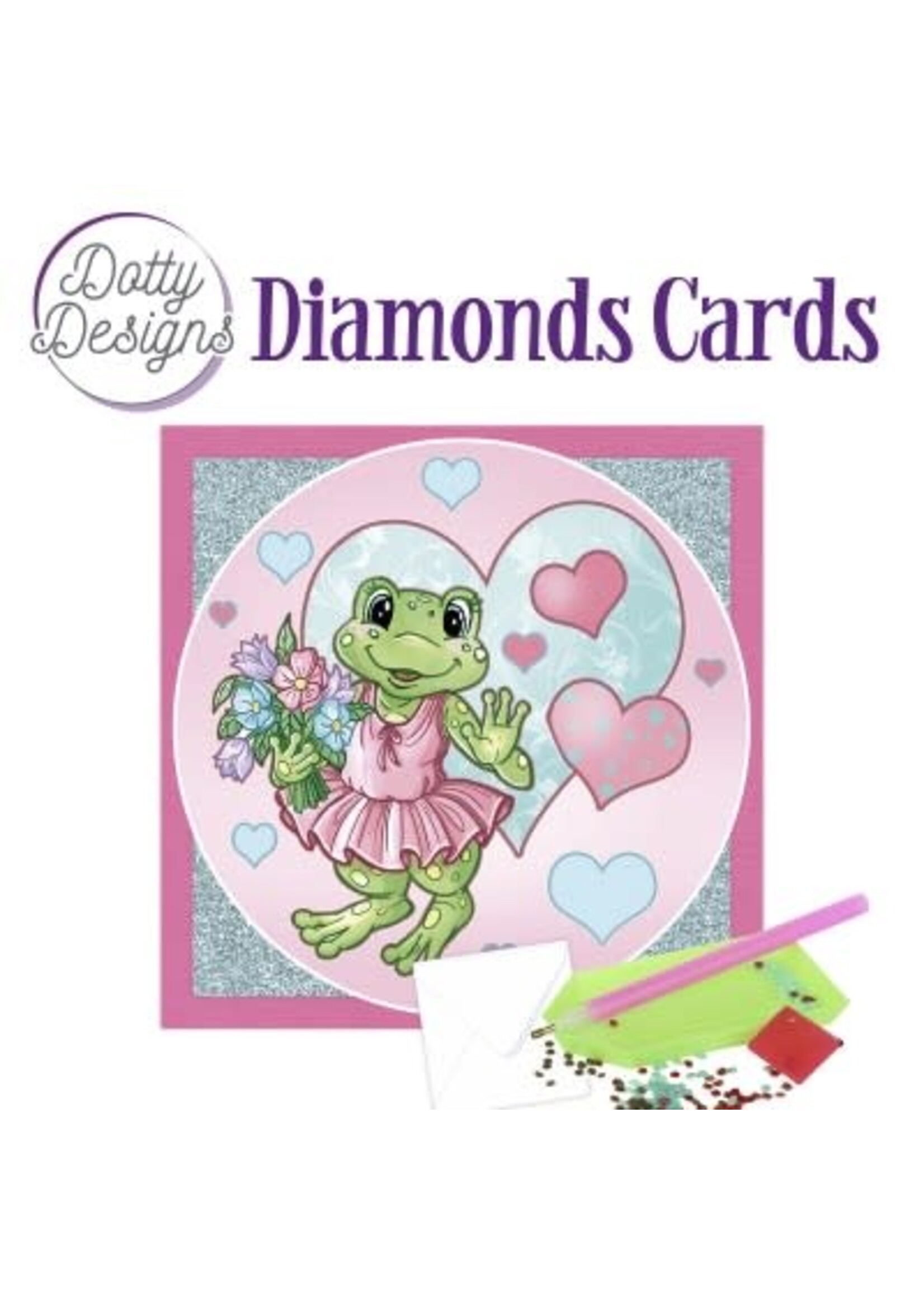 Dotty Designs Dotty Designs - Diamond Cards - Frog with Flowers