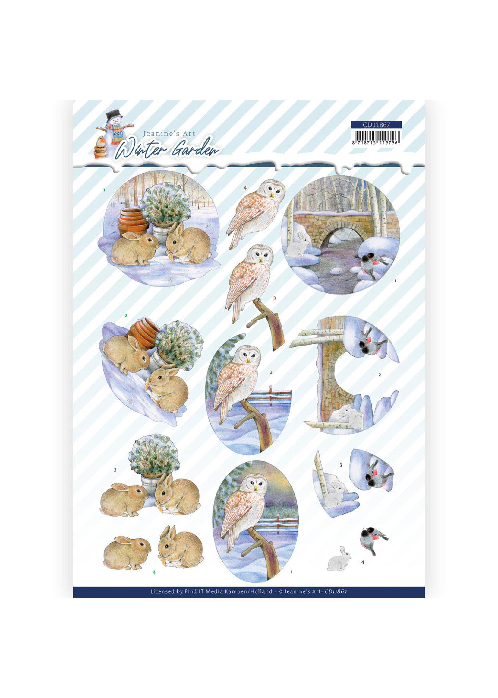 Jeanine's Art 3D Cutting Sheet - Jeanine's Art - Winter Garden - Rabbits