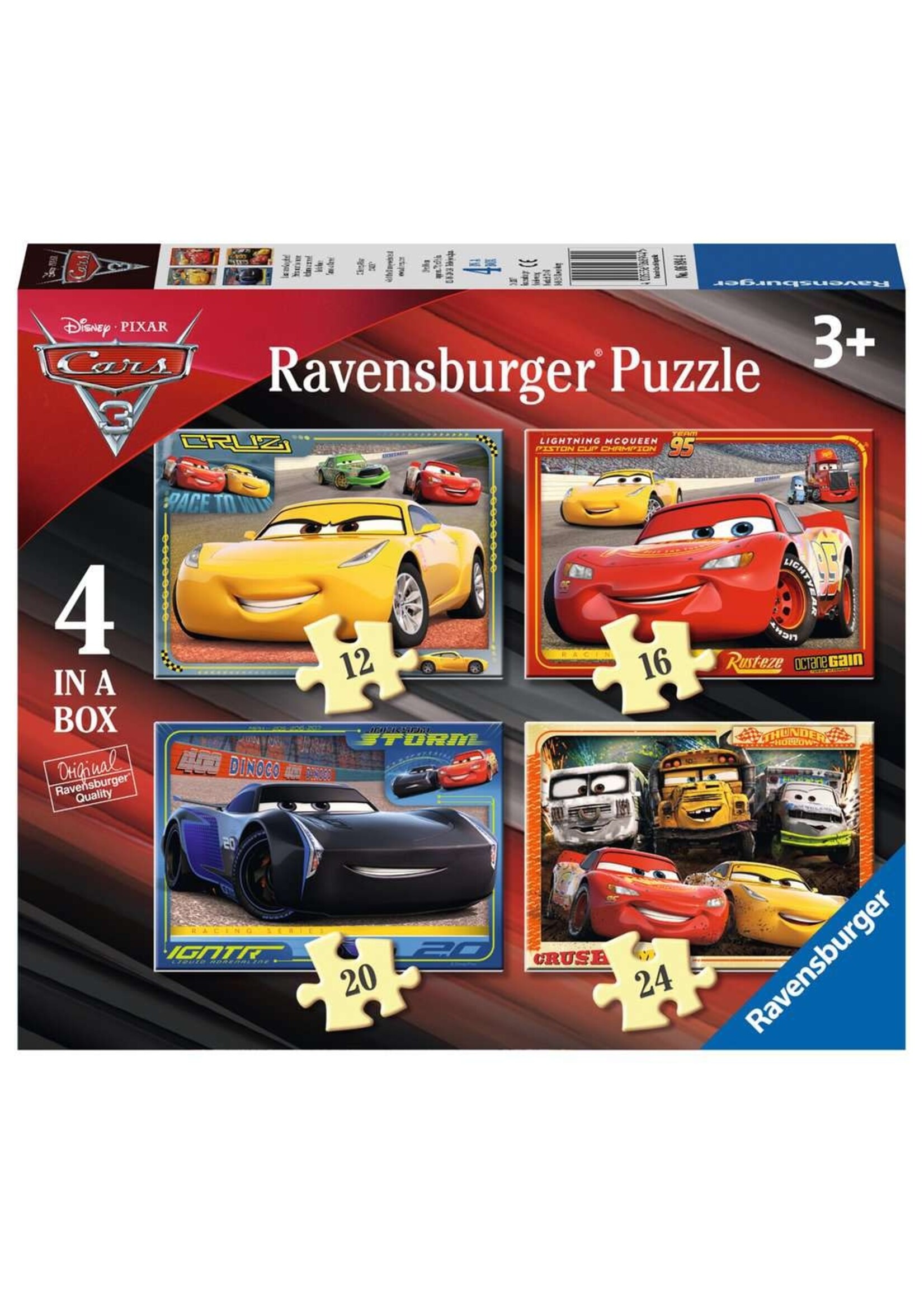 Ravensburger Ravensburger puzzel Disney Cars 3 - Let's Race! (12, 16, 20 en 24 stukjes)