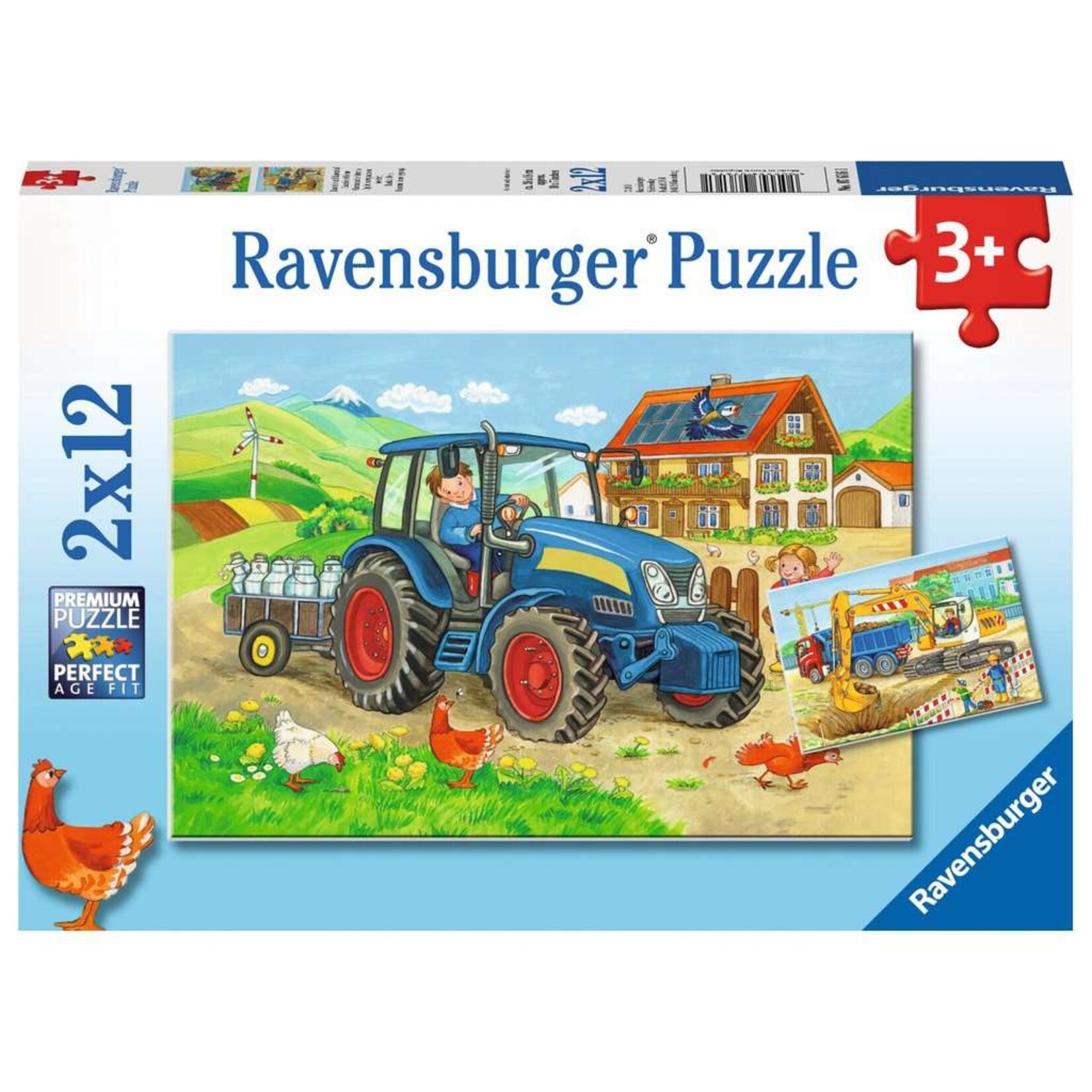 Ravensburger Ravensburger puzzel Op de bouwplaats en boerderij (2x 12 stukjes)