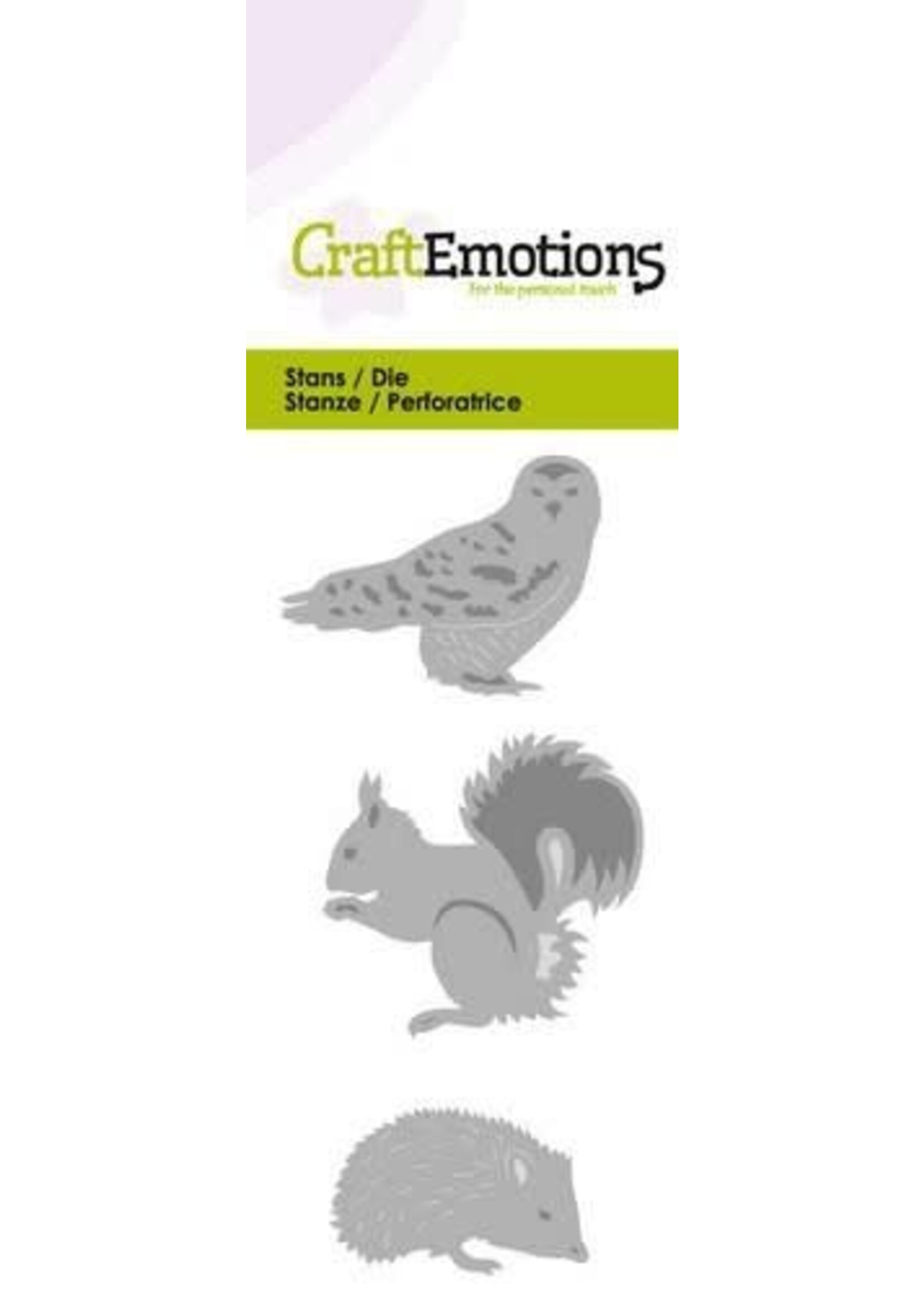 Craftemotions CraftEmotions Die - uil egel eekhoorn Card 5x10cm