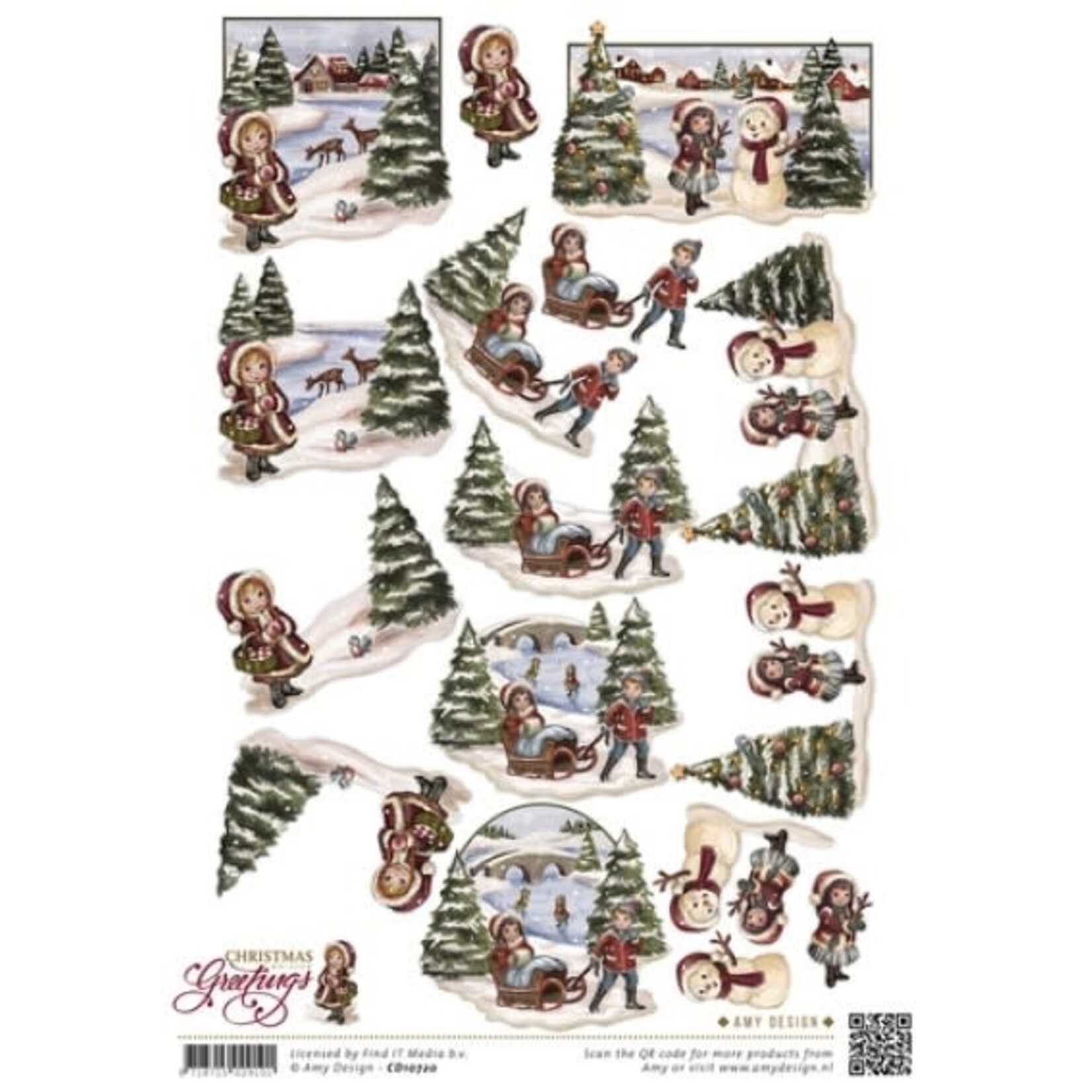 find it Kerstlandschap - Christmas Greetings 3D-Knipvel Amy Design