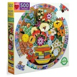 Eeboo Eeboo puzzel rond Purple Bird and Flowers (500)