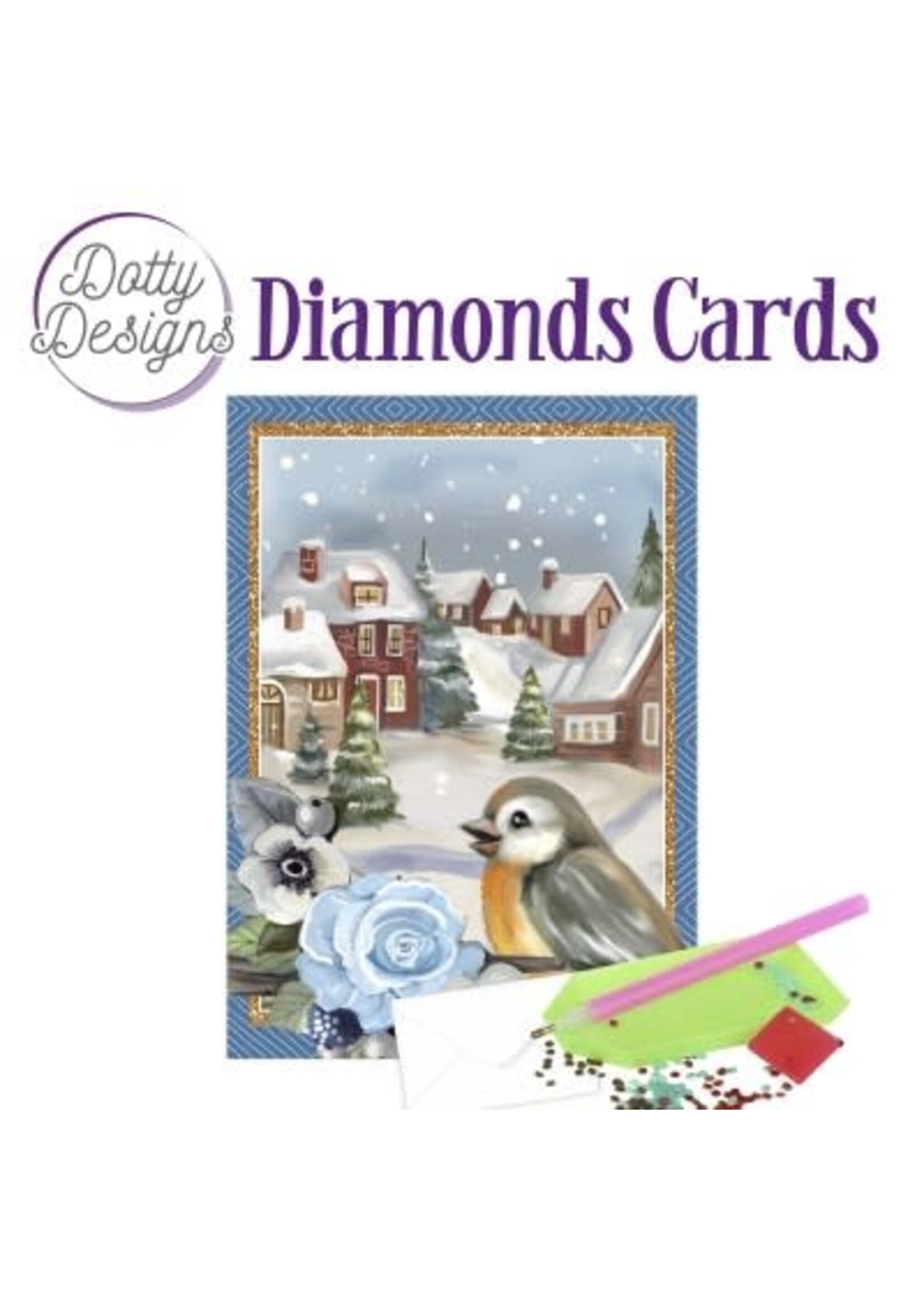find it Dotty Designs Diamond Cards - Bird In A Snowy Christmas Village