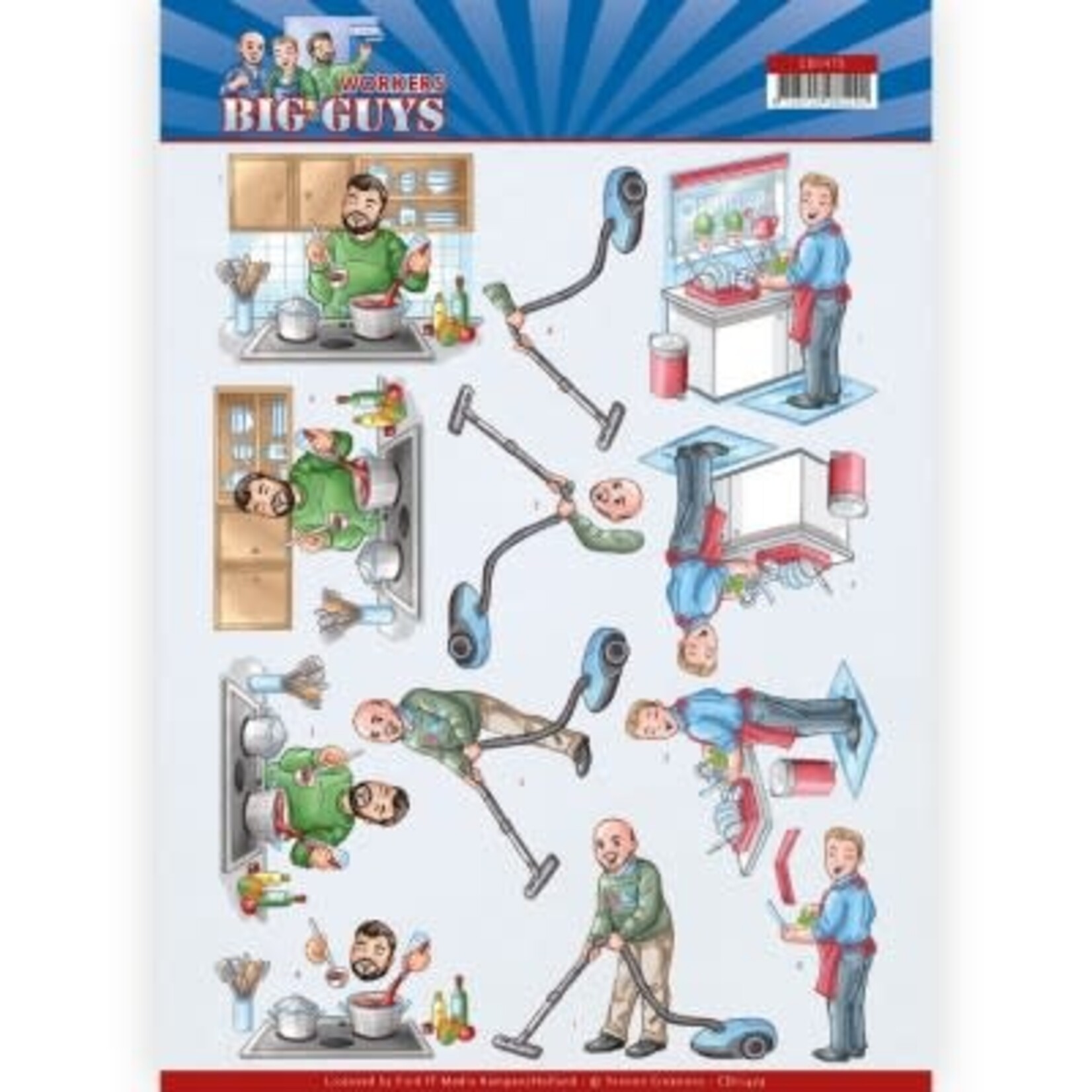 find it Big Cleaning - Workers - Big Guys - 3D Cutting Sheet By Yvonne Creations