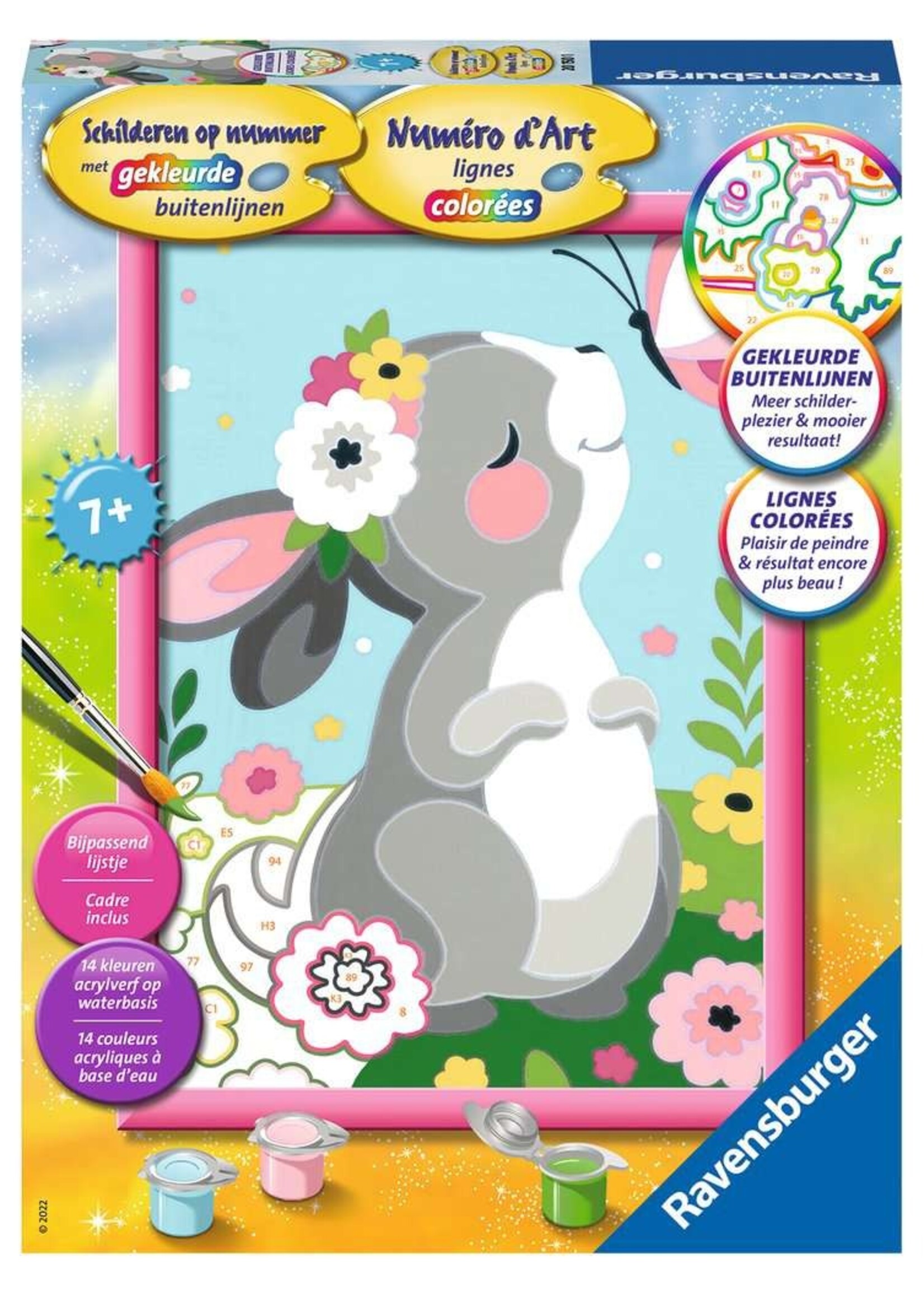 Ravensburger Schilderen op nummer - Konijntje met vlinder (18 x 24 cm)