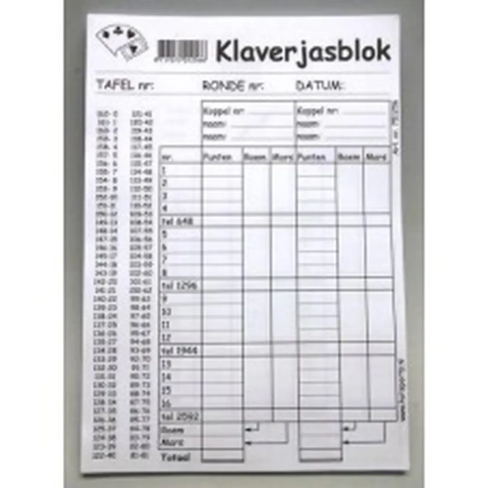 Hotgames Klaverjas scoreblok 100 vel 21x15cm