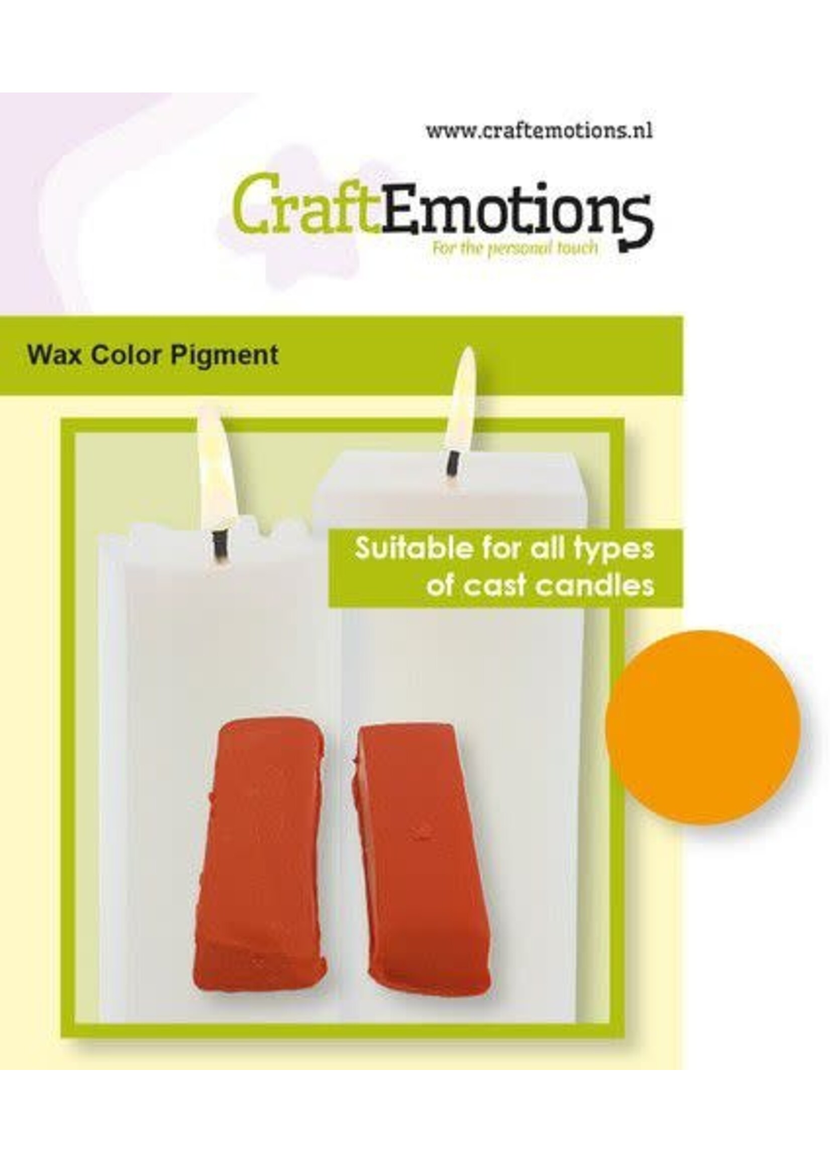 Craftemotions CraftEmotions Waskleurpigment oranje 2 sticks 30 x 10 x 10mm = +/- 5 gr