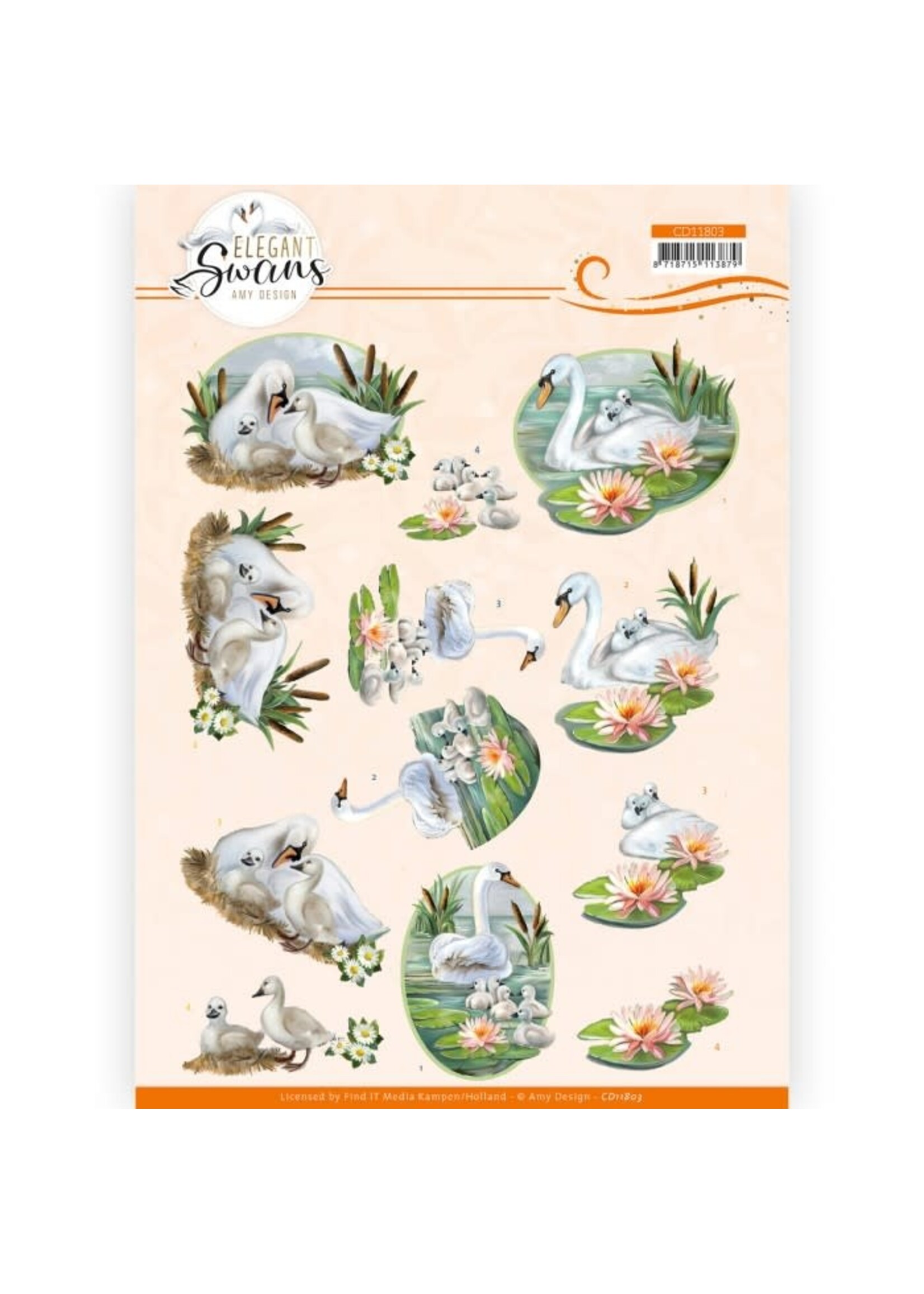 Amy Design 3D Cutting Sheet - Amy Design - Elegant Swans - Swans Family