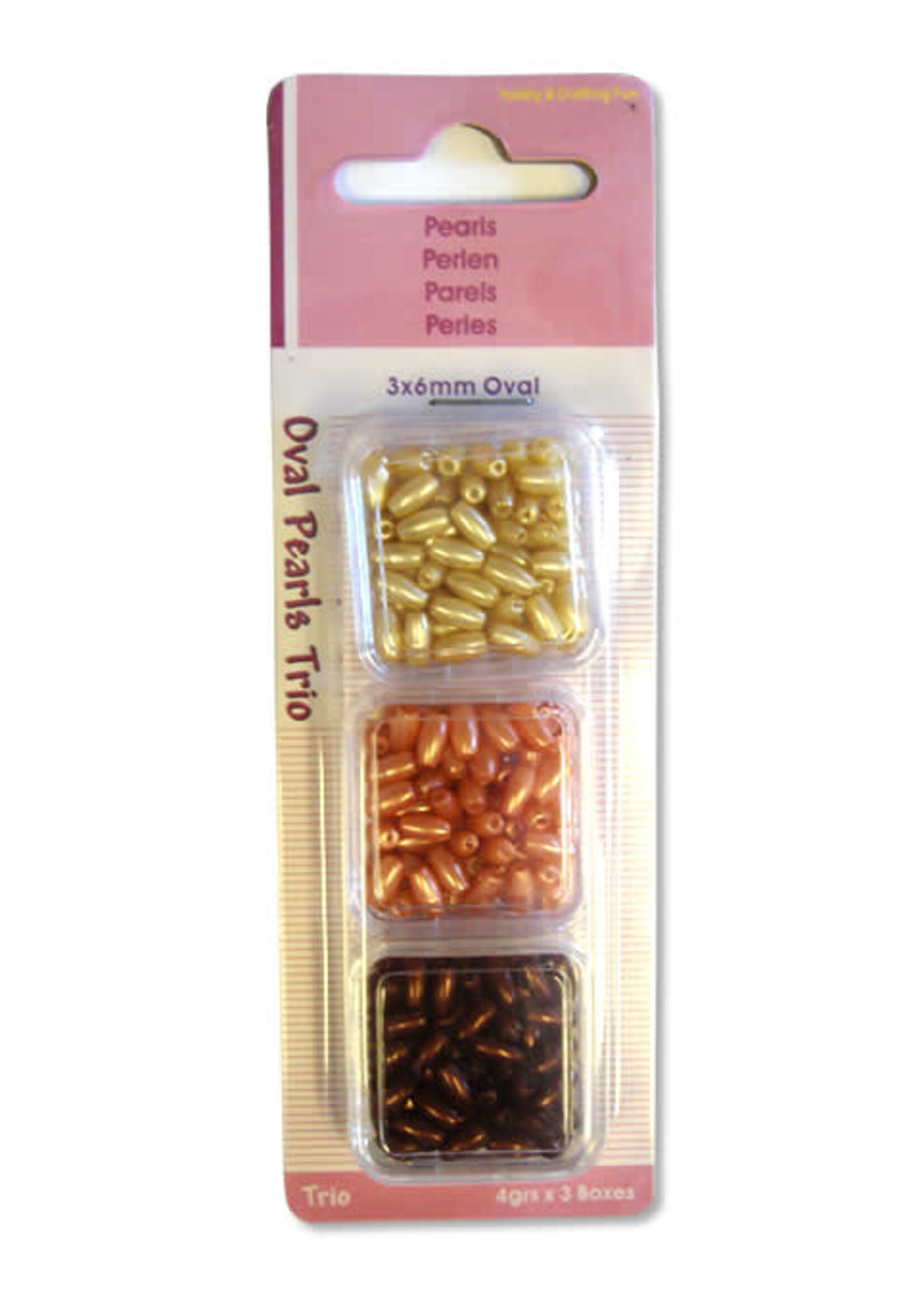 Hobby & crafting Fun Kralen - Parels Ovaal- Trio set (lichtroze, roze, bordeaux)
