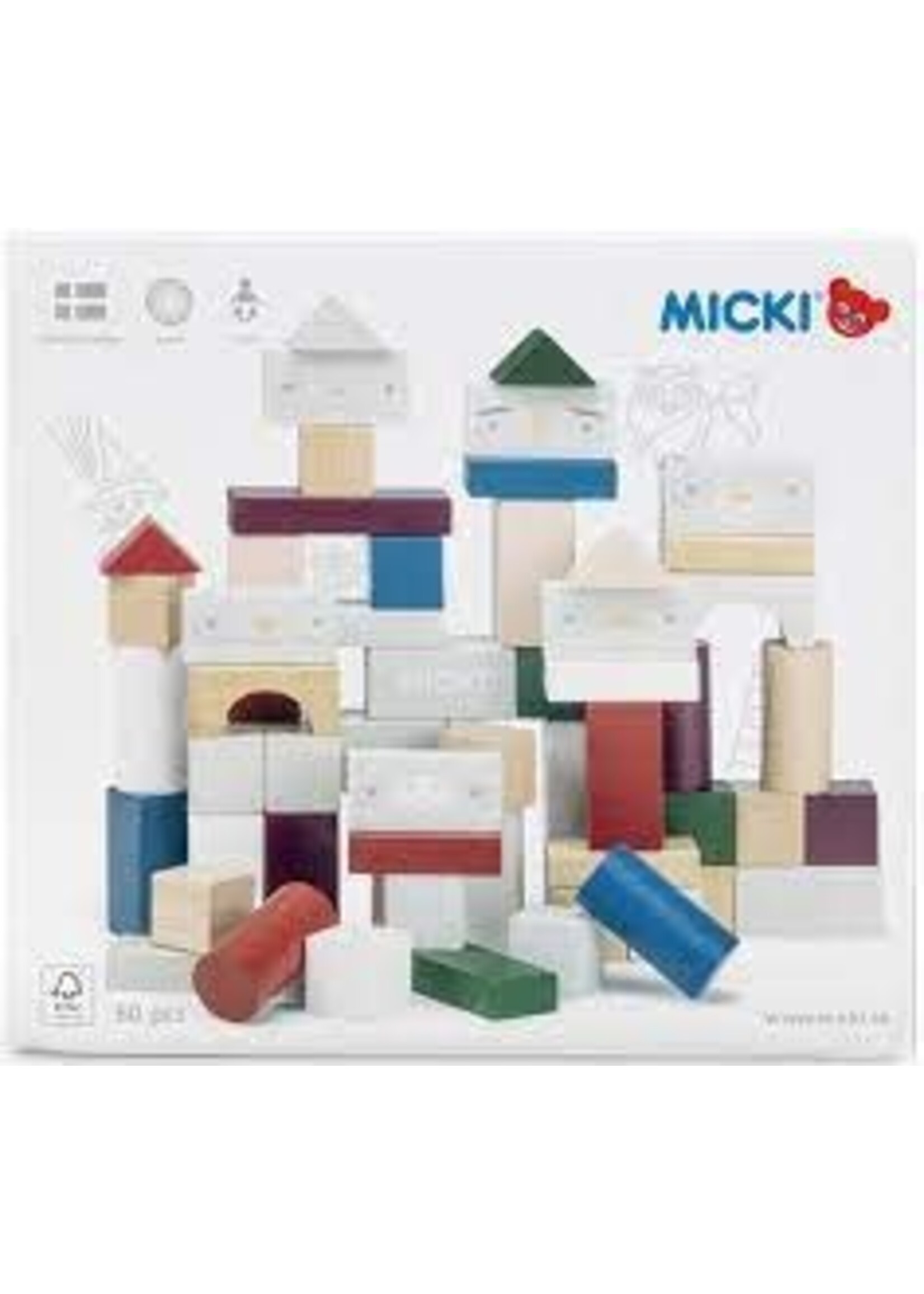 Micki Micki - Houten Bouwblokken (60 stuks)