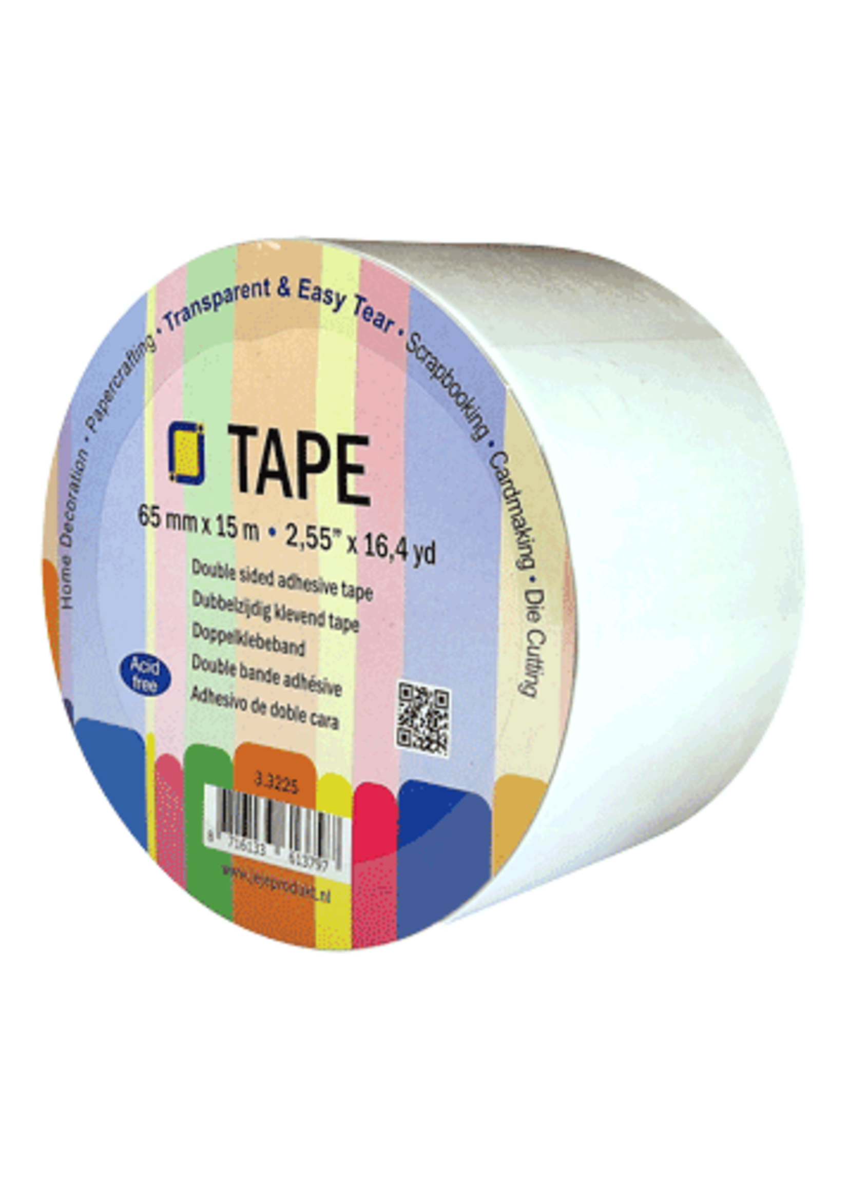 JeJe Dubbelzijdig tape (65 mm, 15 meter, Easy tear)