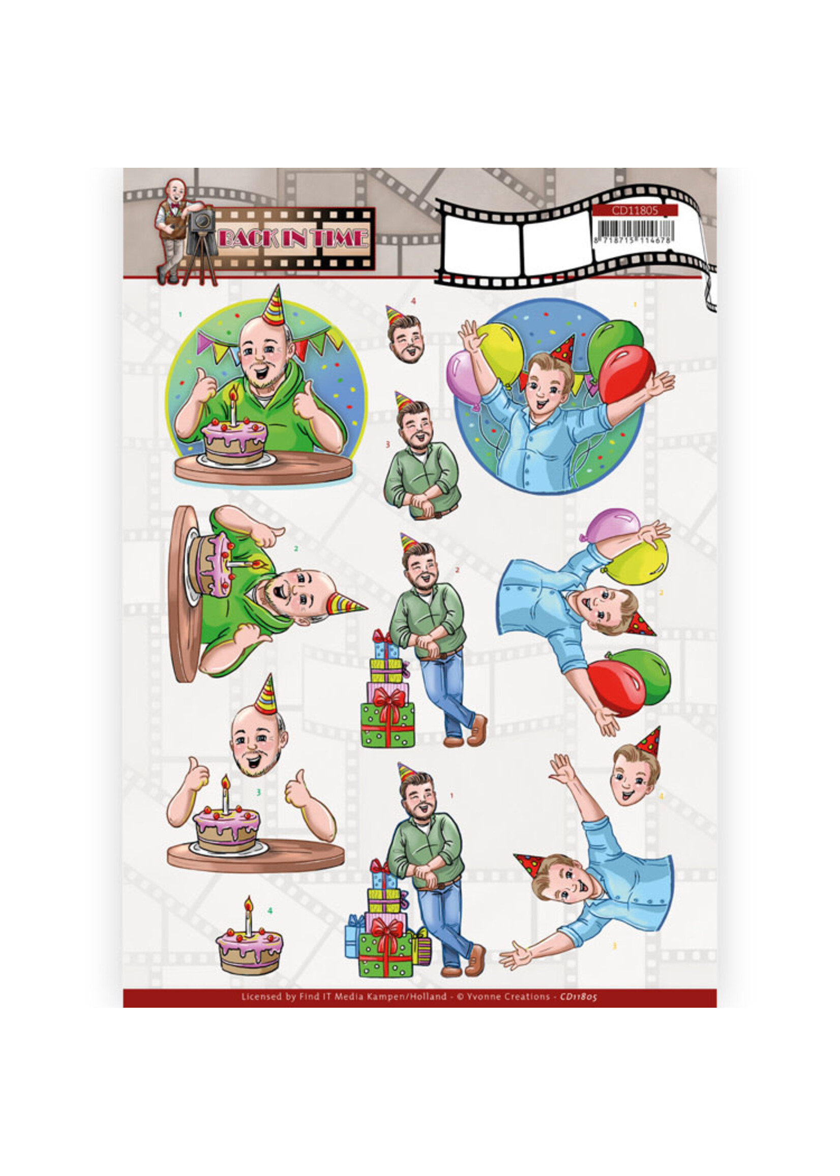Yvonne Creations 3D Cutting Sheet - Yvonne Creations - Big Guys - Back in Time - Party