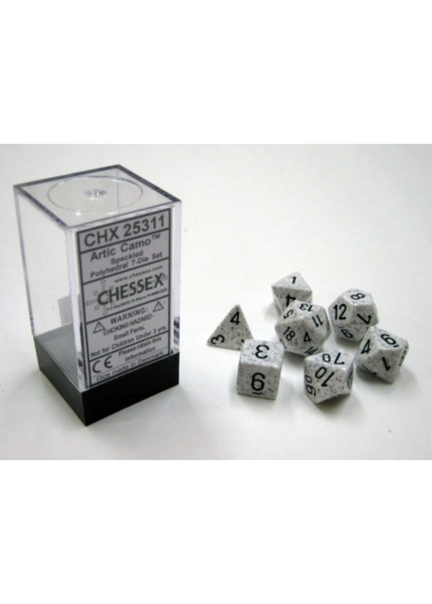 Chessex Chessex 25311 Artic Camo Speckled Polydice Dobbelsteen assortiment prijs per stuk