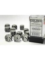 Chessex Dobbelsteen D6 grijs-zwart 16 mm (per stuk)
