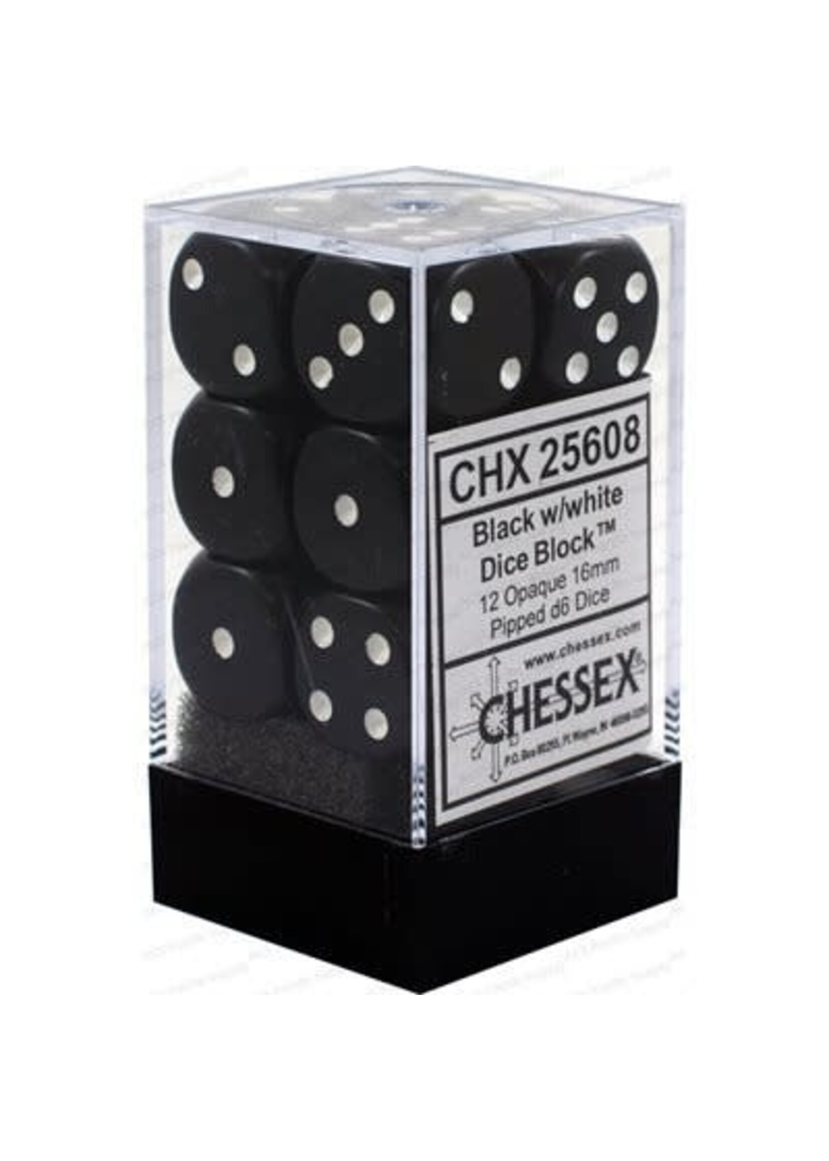 Chessex Dobbelsteen zwart 16 mm (per stuk)