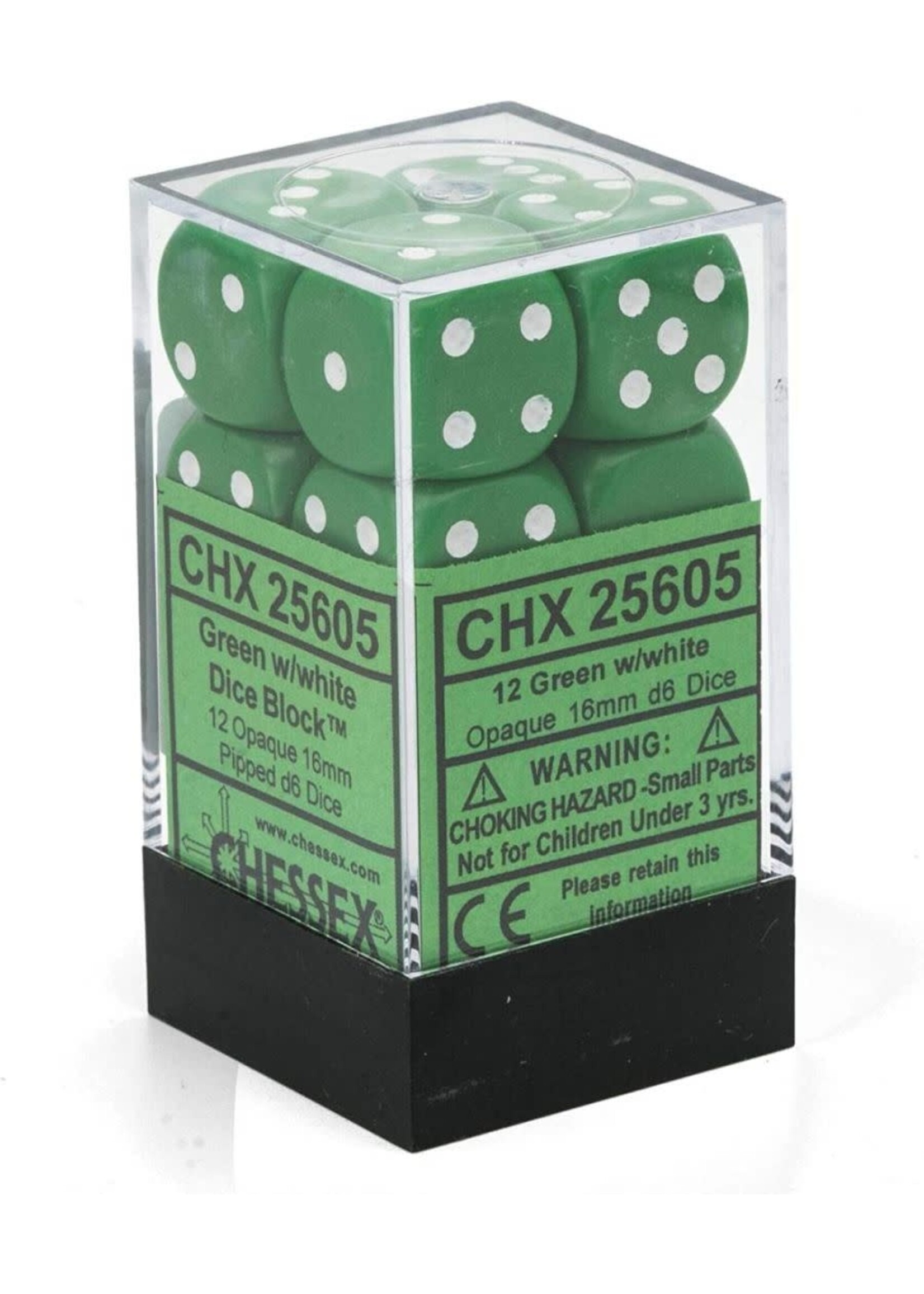 Chessex Dobbelsteen groen 16 mm (per stuk)