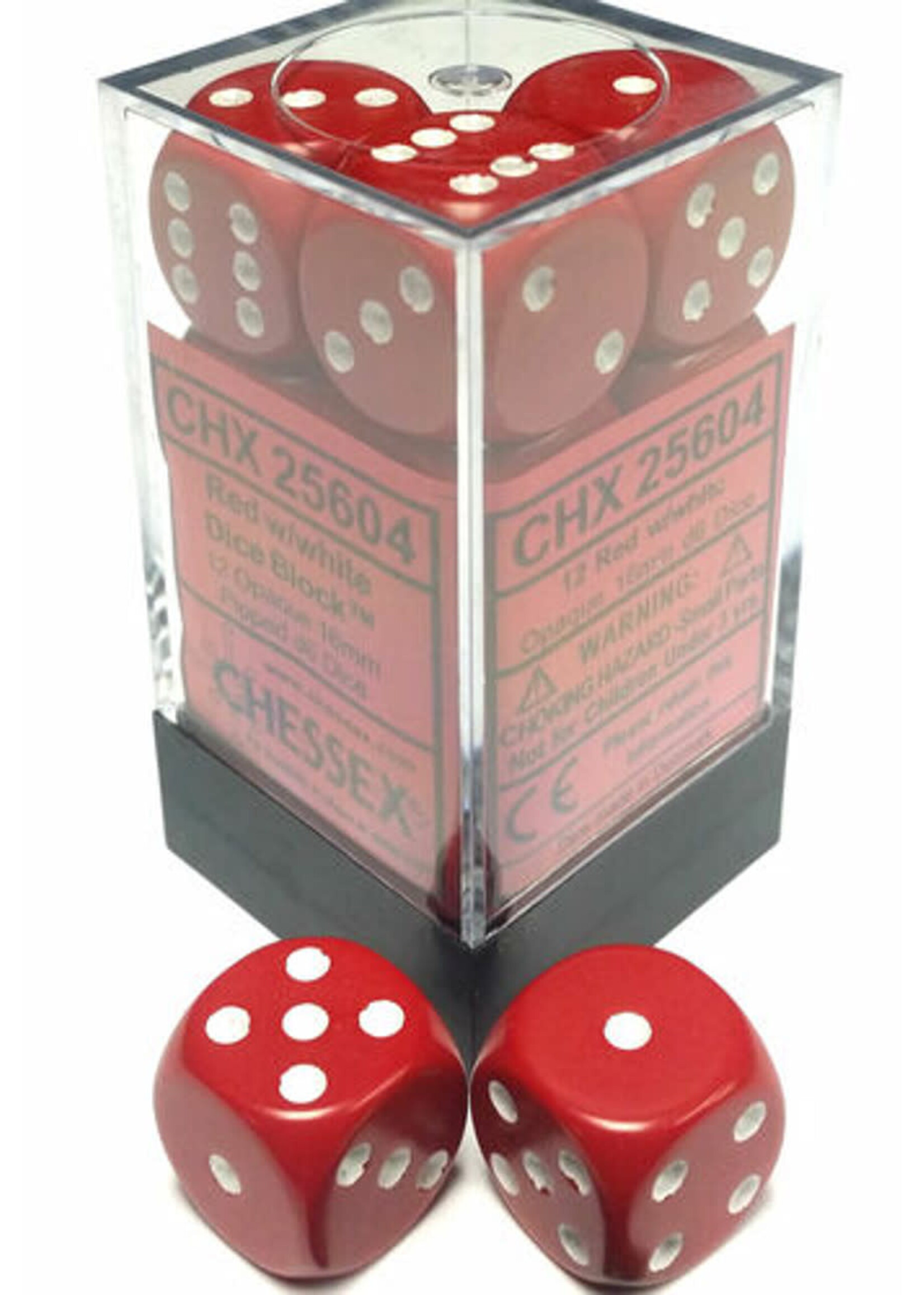 Chessex Dobbelsteen rood 16 mm (per stuk)