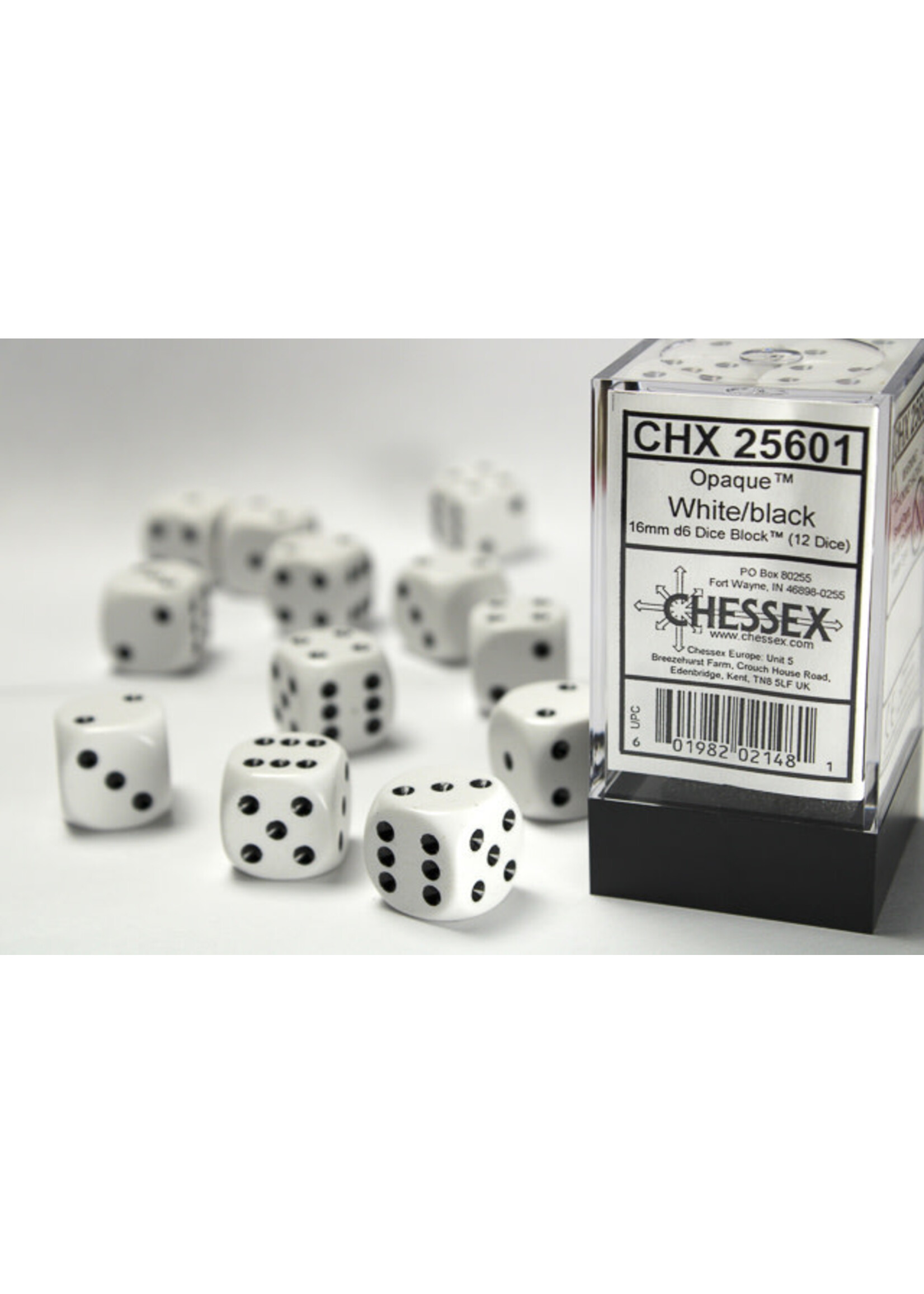 Chessex Dobbelsteen wit 16 mm (per stuk)